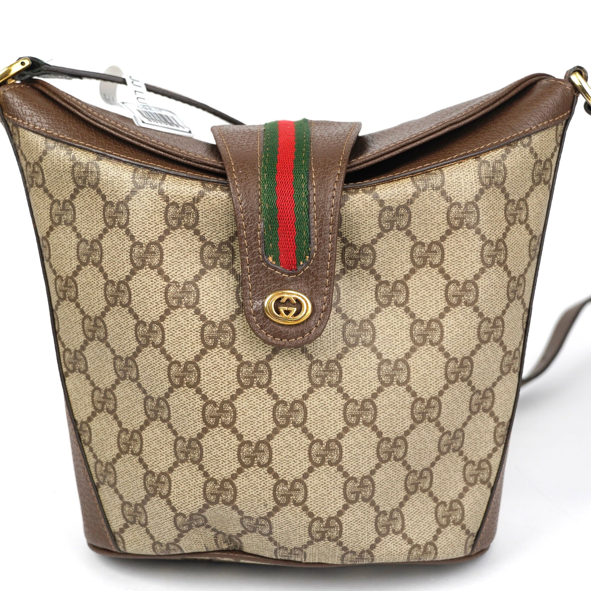 J1380 GUCCI GG Supreme Web Sherry Line Shoulder Bag- Pre Owned