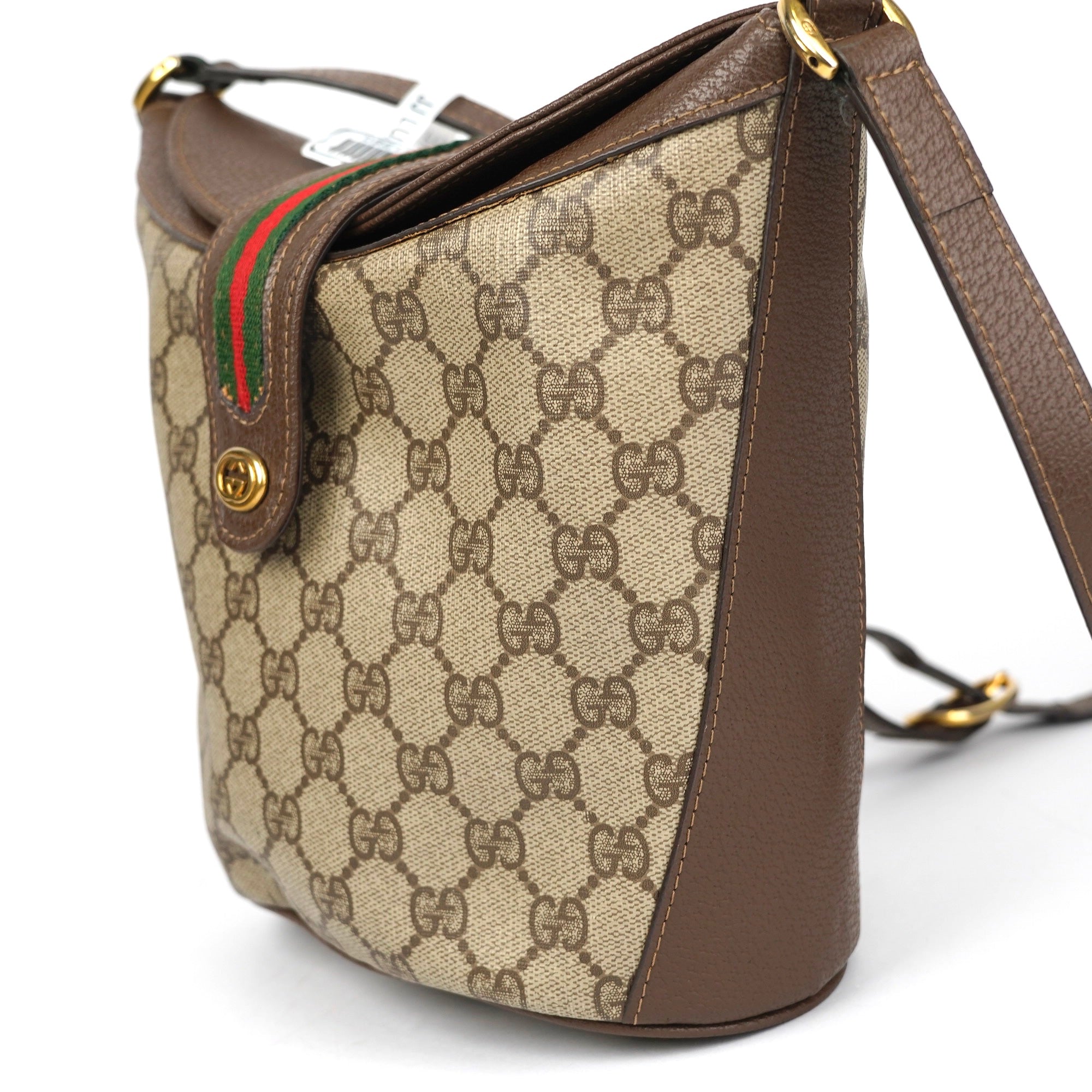 J1380 GUCCI GG Supreme Web Sherry Line Shoulder Bag- Pre Owned