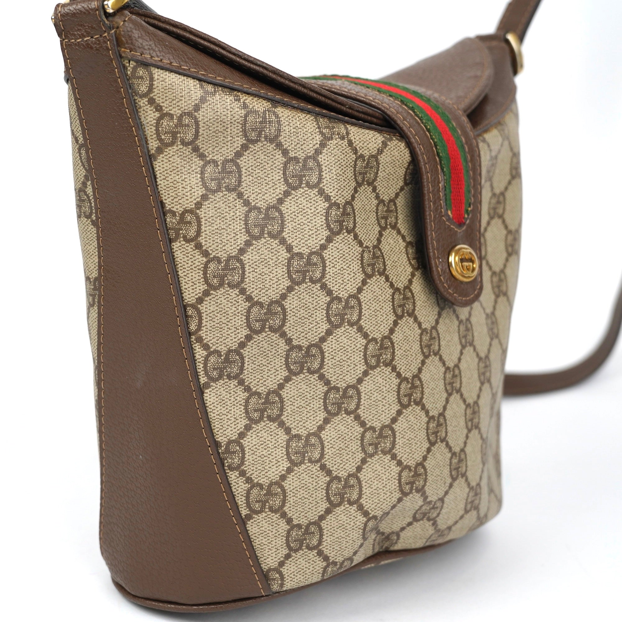 J1380 GUCCI GG Supreme Web Sherry Line Shoulder Bag- Pre Owned