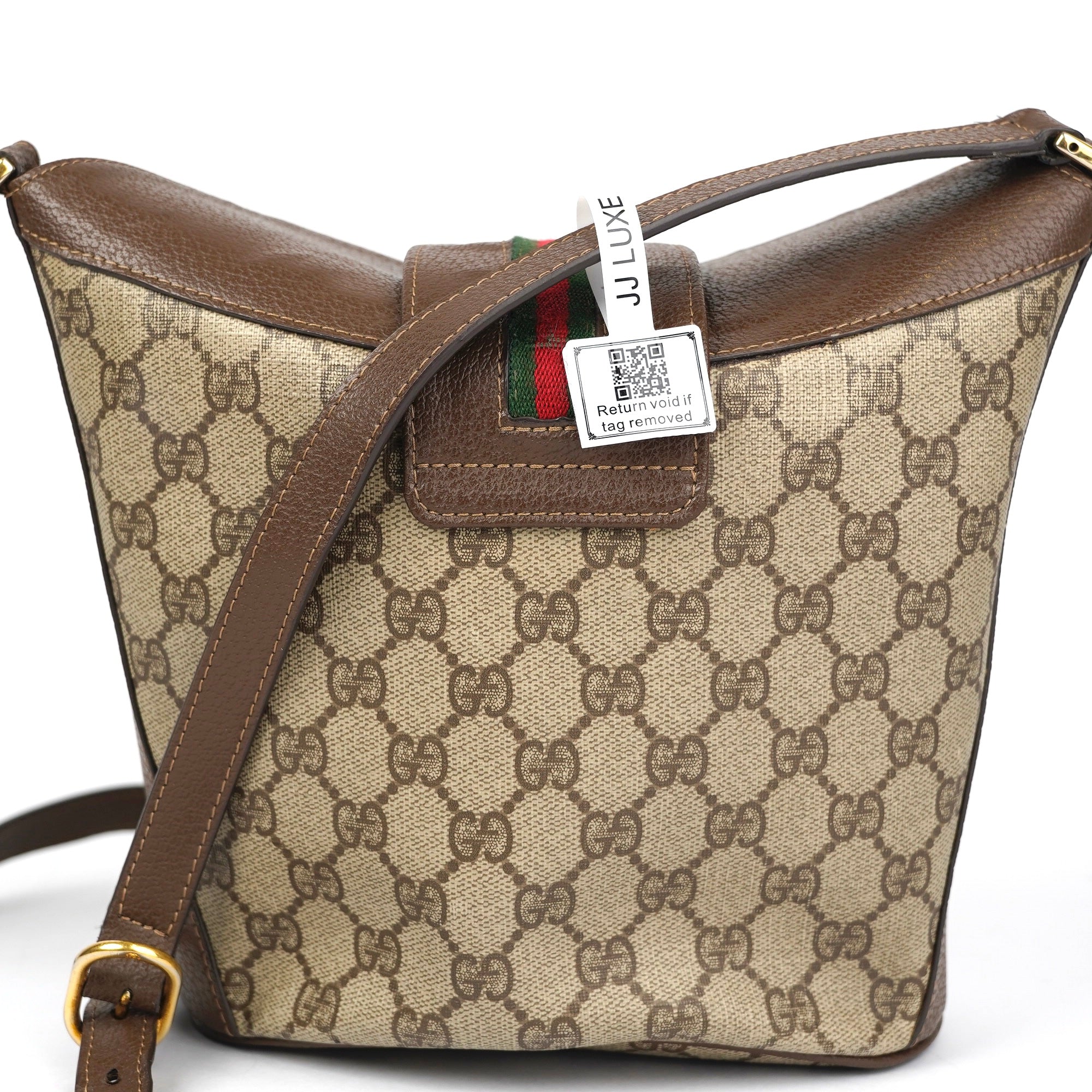 J1380 GUCCI GG Supreme Web Sherry Line Shoulder Bag- Pre Owned