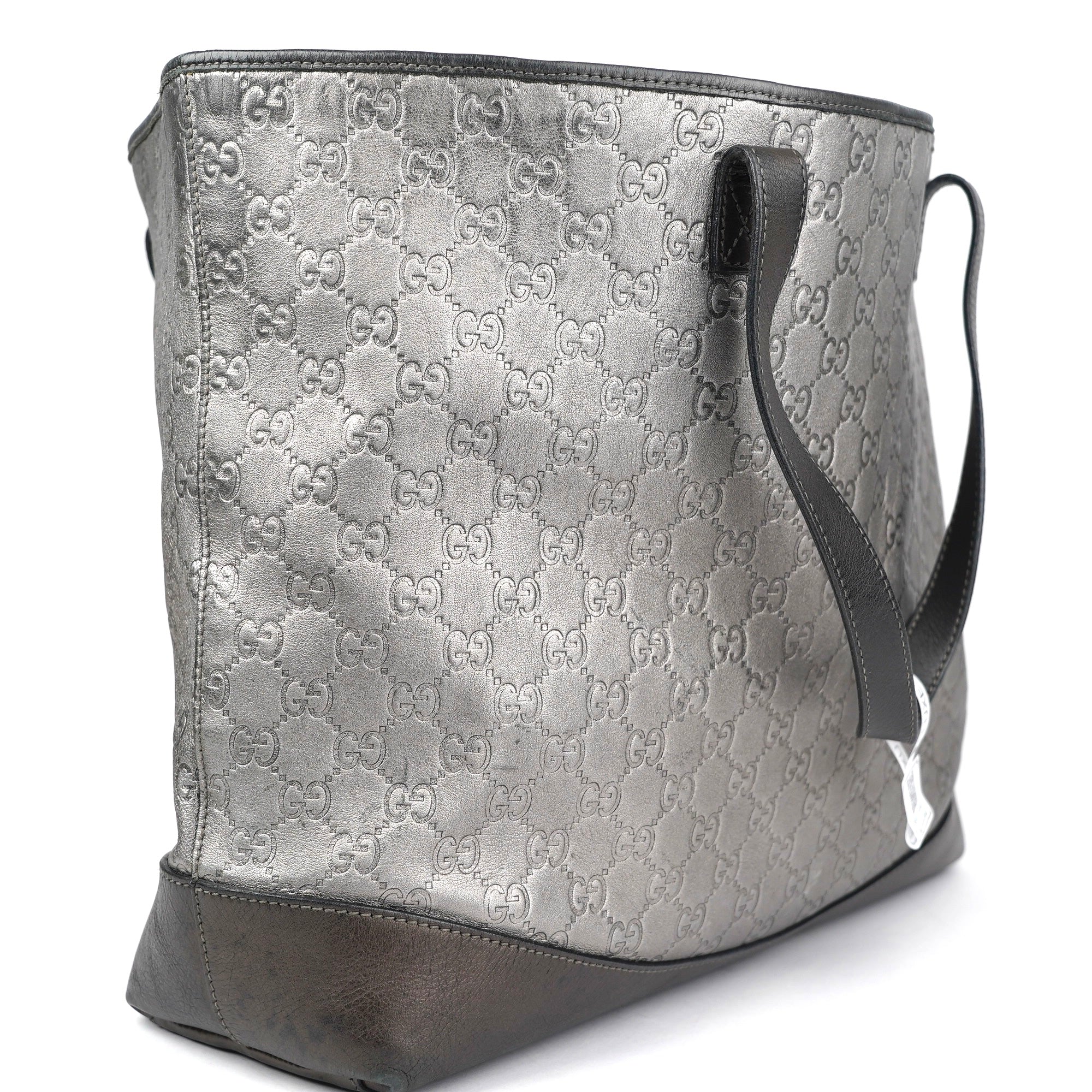OJ1374 Gucci Pewter Guccissima Leather Large Tote Bag- Pre Owned