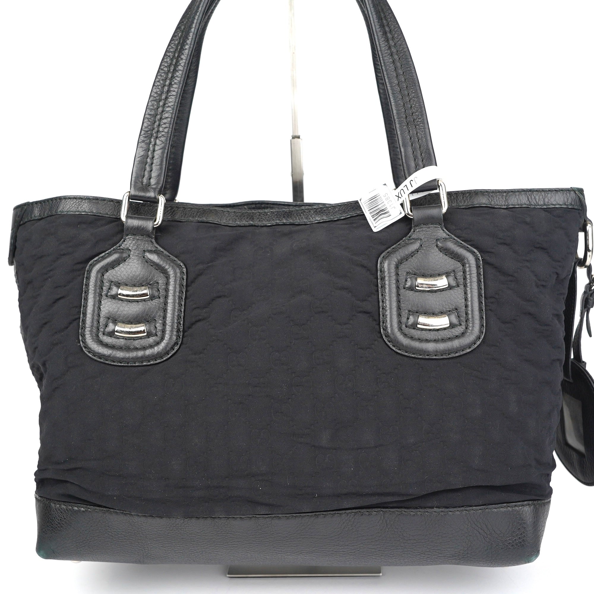 J1385 Gucci Black GG Neoprene Tote Leather Polyester- Pre Owned