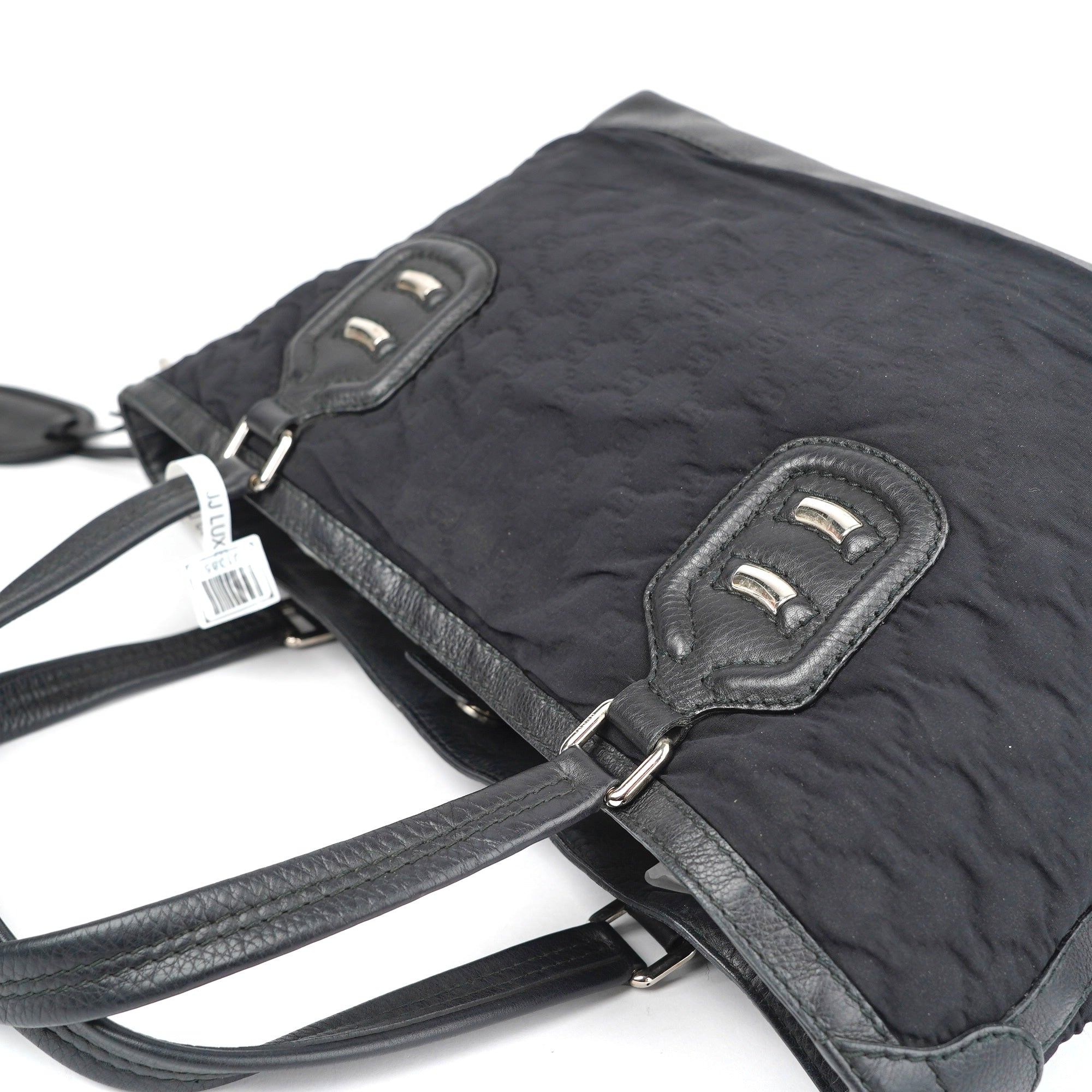 J1385 Gucci Black GG Neoprene Tote Leather Polyester- Pre Owned
