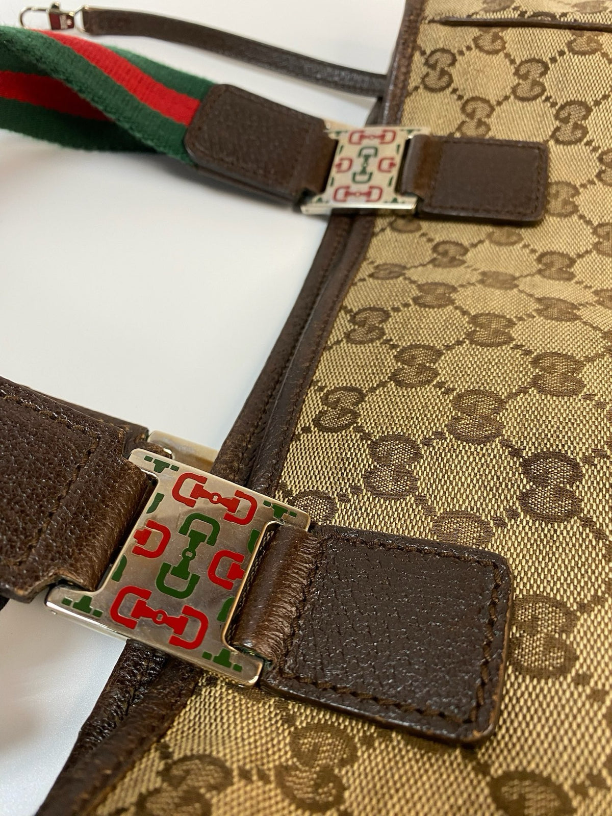 J1117 Gucci Tote Bag Sherry Line Canvas Tote Bag | Pre-Owned Excellent Canvas Sherry Line