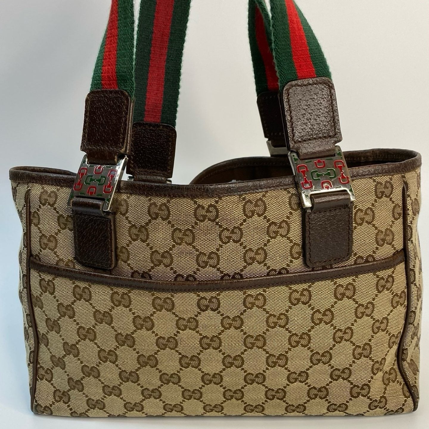 J1117 Gucci Tote Bag Sherry Line Canvas Tote Bag | Pre-Owned Excellent Canvas Sherry Line