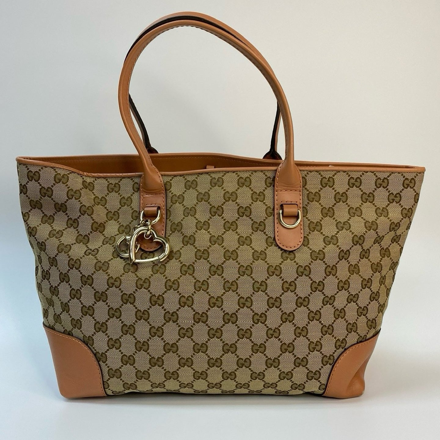 J2992 Gucci Tote Bag Canvas Heart Bit Satchel Tote | Pre-Owned Canvas