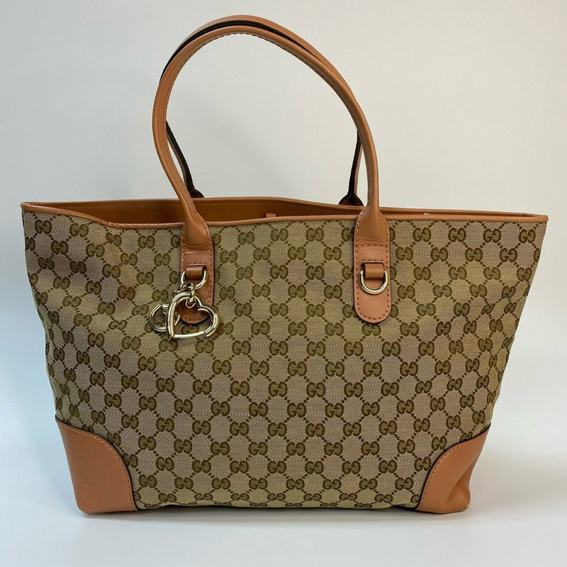 J2992 Gucci Tote Bag Canvas Heart Bit Satchel Tote | Pre-Owned Canvas