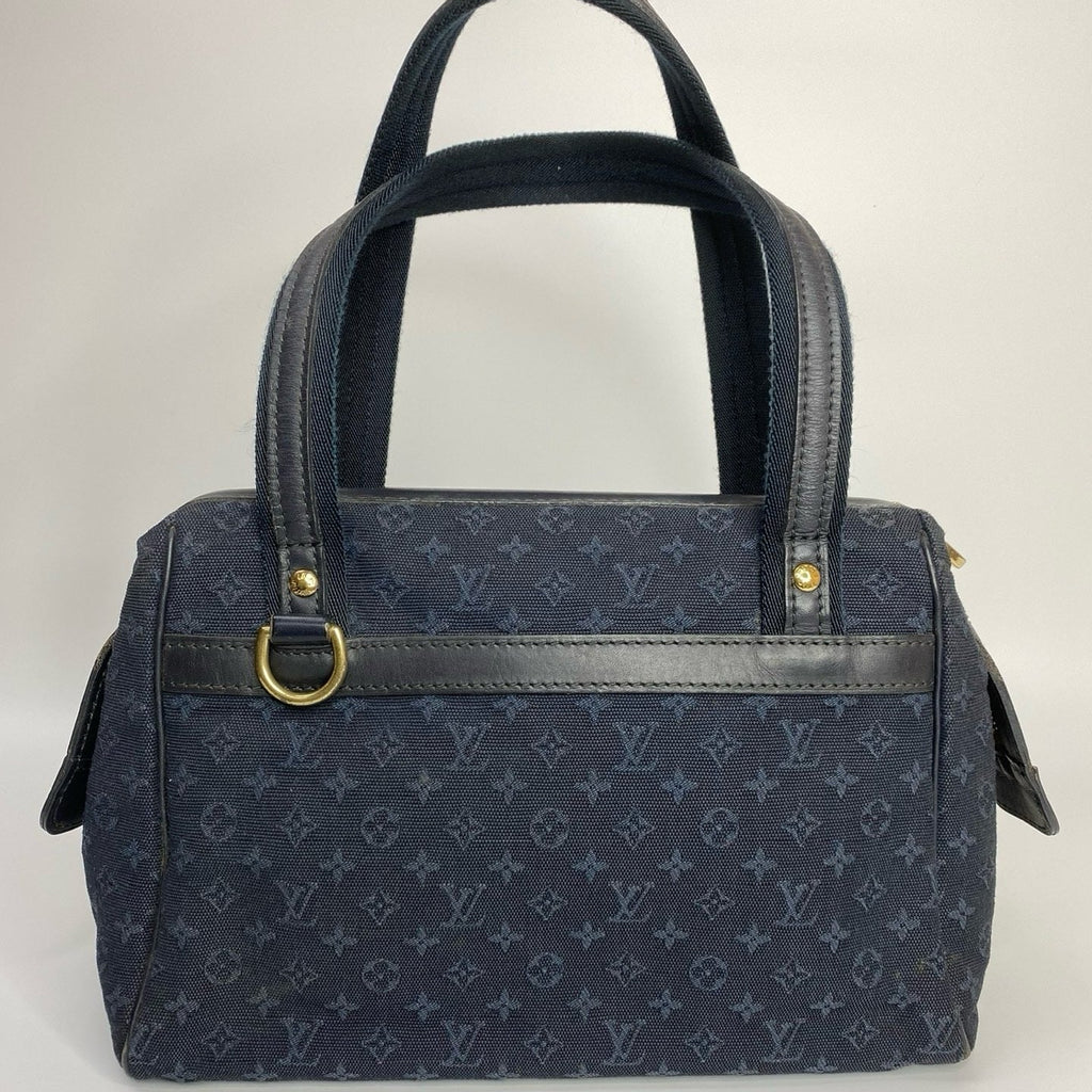 J2964 Louis Vuitton Top Handle Bag Navy Monogram Mini Lin Josephine Boston Speedy Bag | Pre-Owned Navy Monogram, Mini Lin Canvas