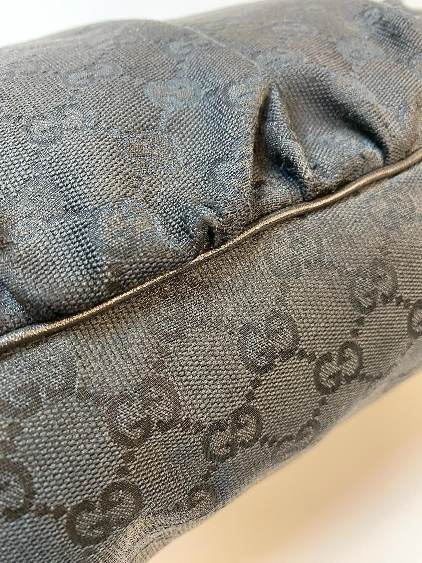 J2859 Gucci Shoulder Bag Hobo Black Monogram Canvas Shoulder Bag | Pre-Owned Black Canvas Monogram