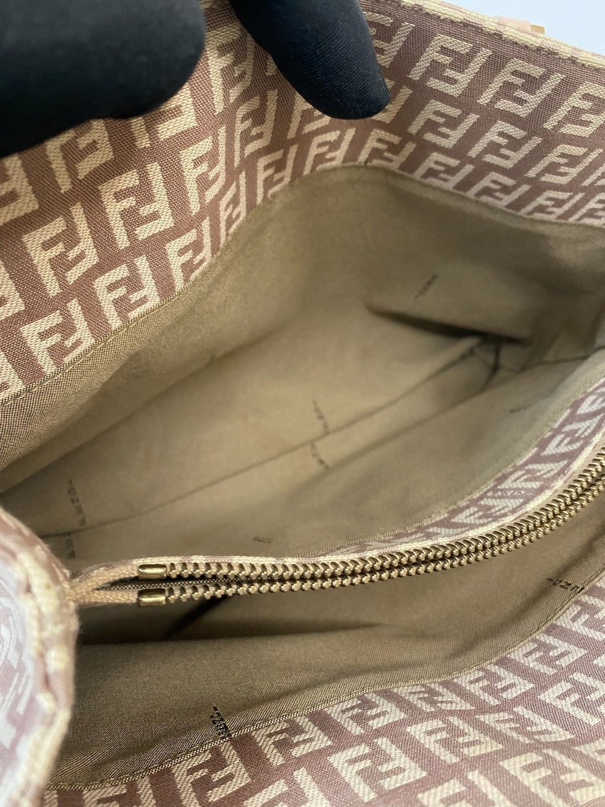 J2972 Fendi Tote Bag Pink Zucchino Canvas | Pre-Owned Pink Zucchino Canvas