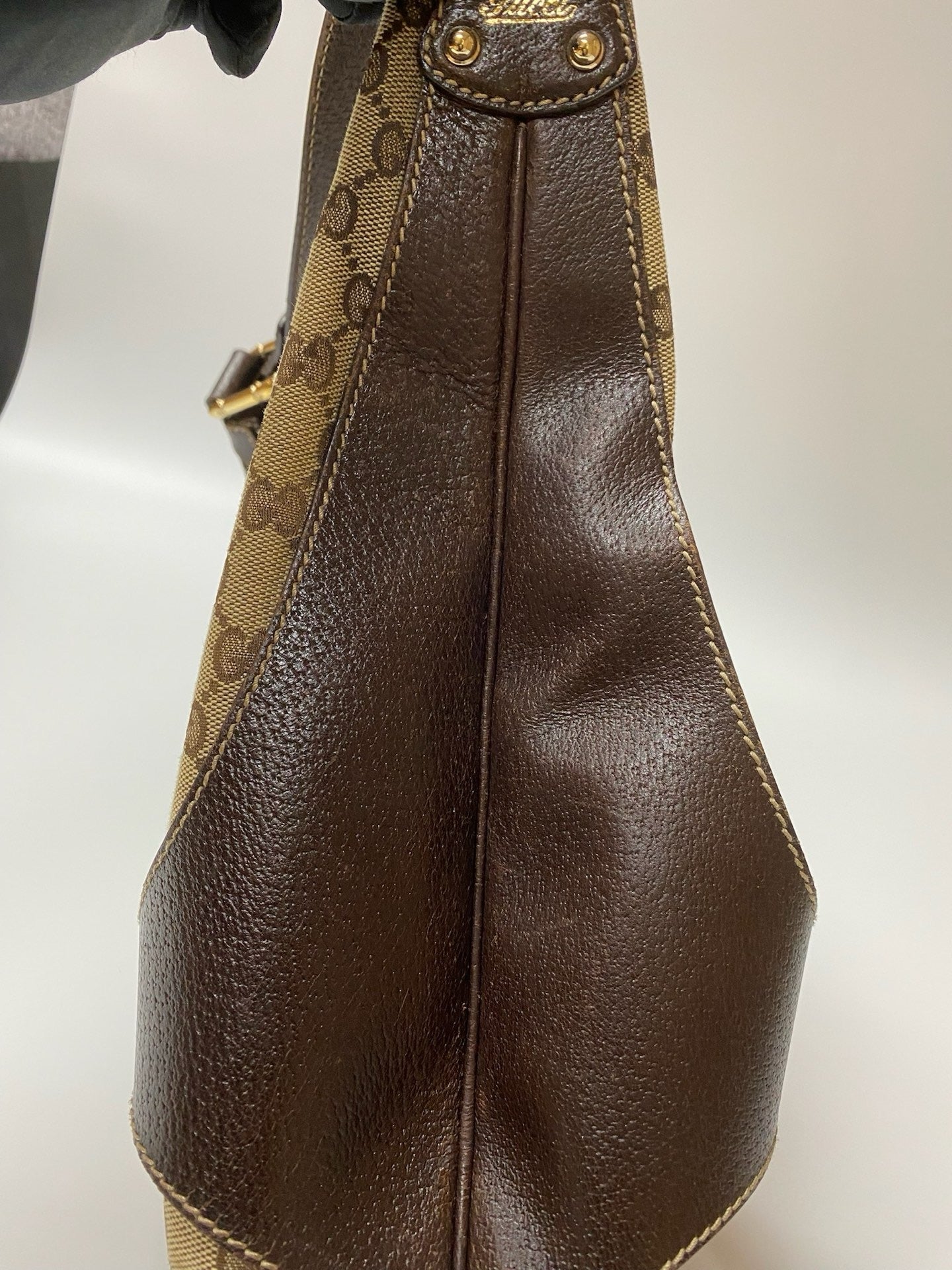J2876 Gucci Shoulder Bag GG Canvas Amalfi Leather handbag | Pre-Owned Brown Canvas, Leather/GG
