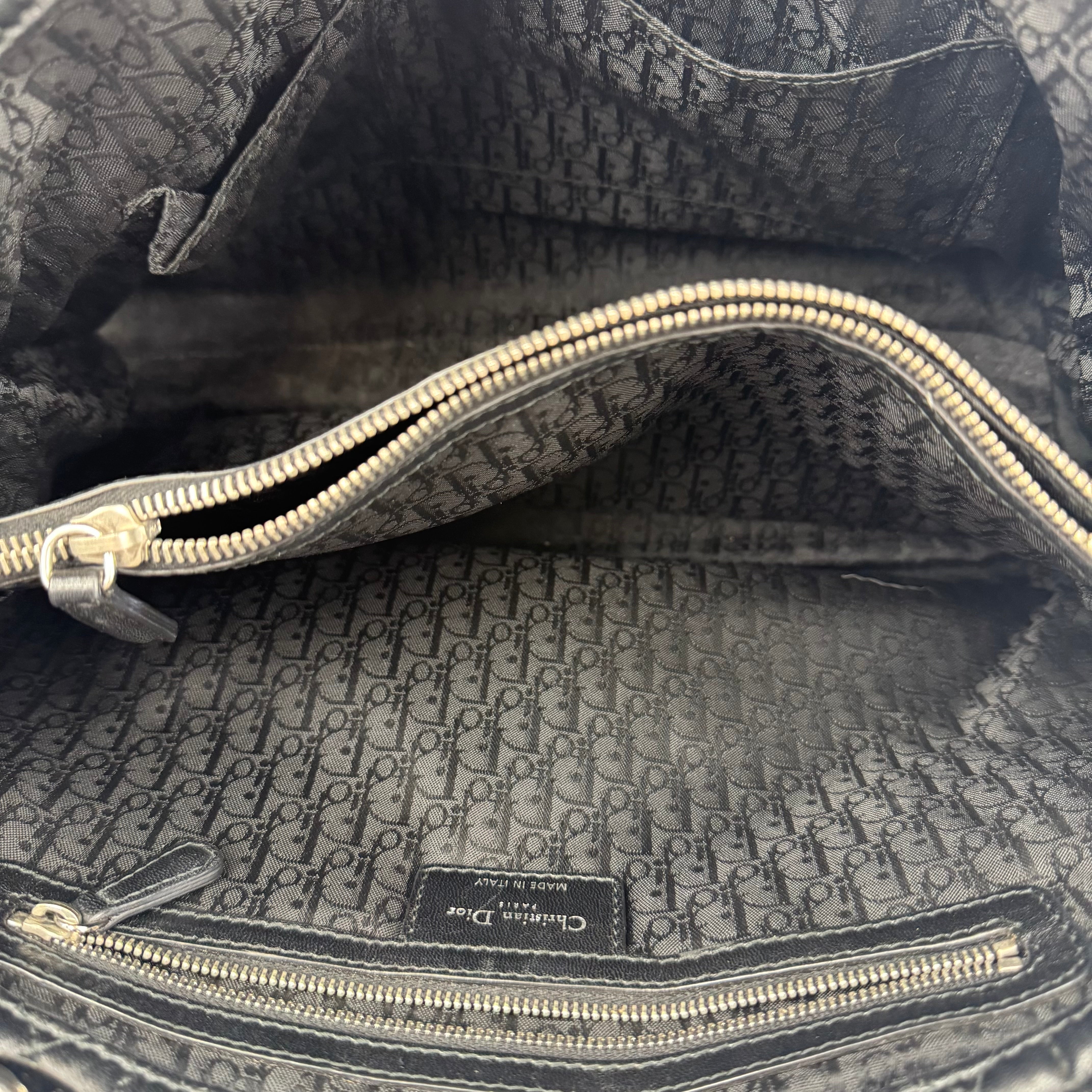 Christian Dior Black Cannage Quilted Lambskin Leather Soft Large Tote Bag J3324 | Pre-Owned Excellent Black Quilted Leather