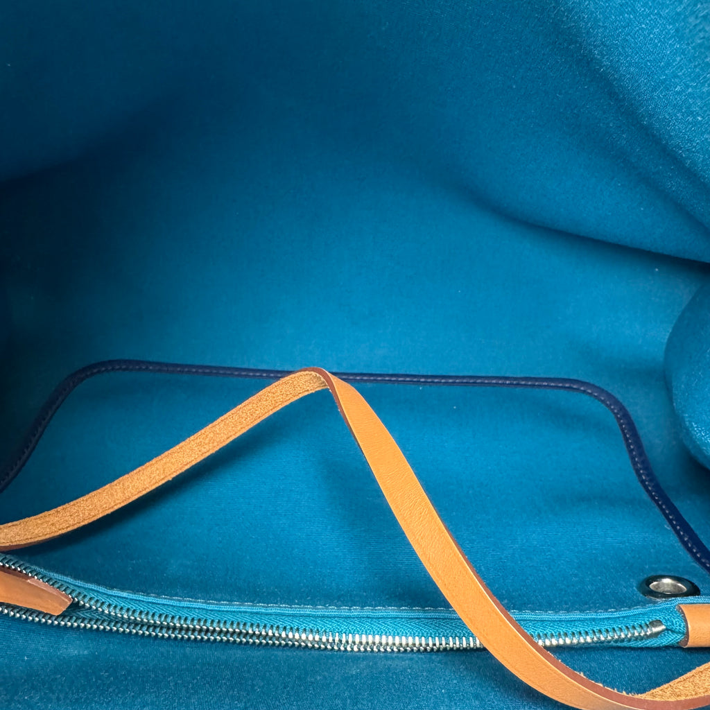 Hermes Herbag Zip Leather and Toile 31 Blue Shoulder Bag J3249 | Pre-Owned Like New Blue Leather