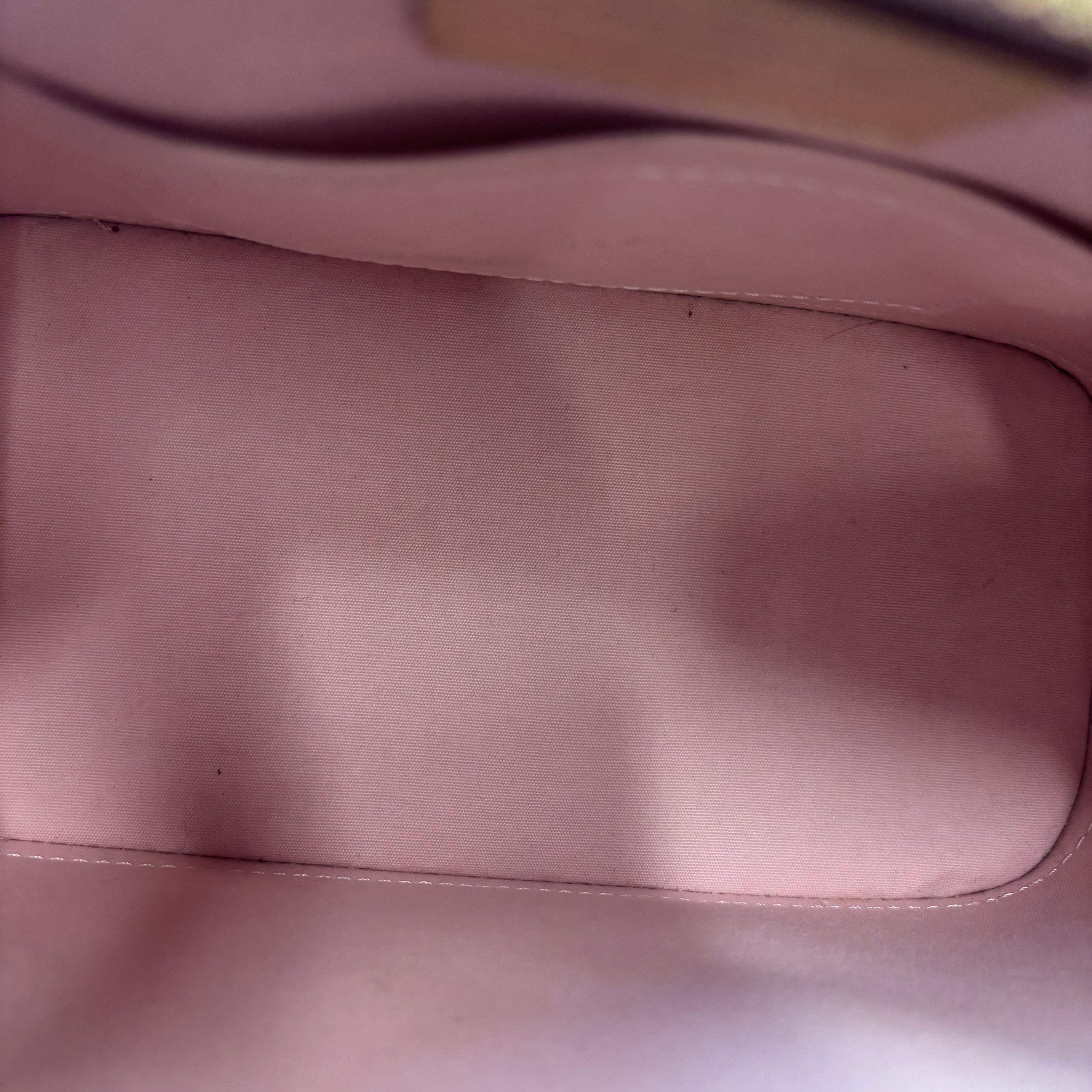 J3009 Louis Vuitton Top Handle Bag Alma BB Rose Ballerine Monogram Vernis | Pre-Owned Like New Pink Monogram Vernis Canvas, Leather, Patent leather