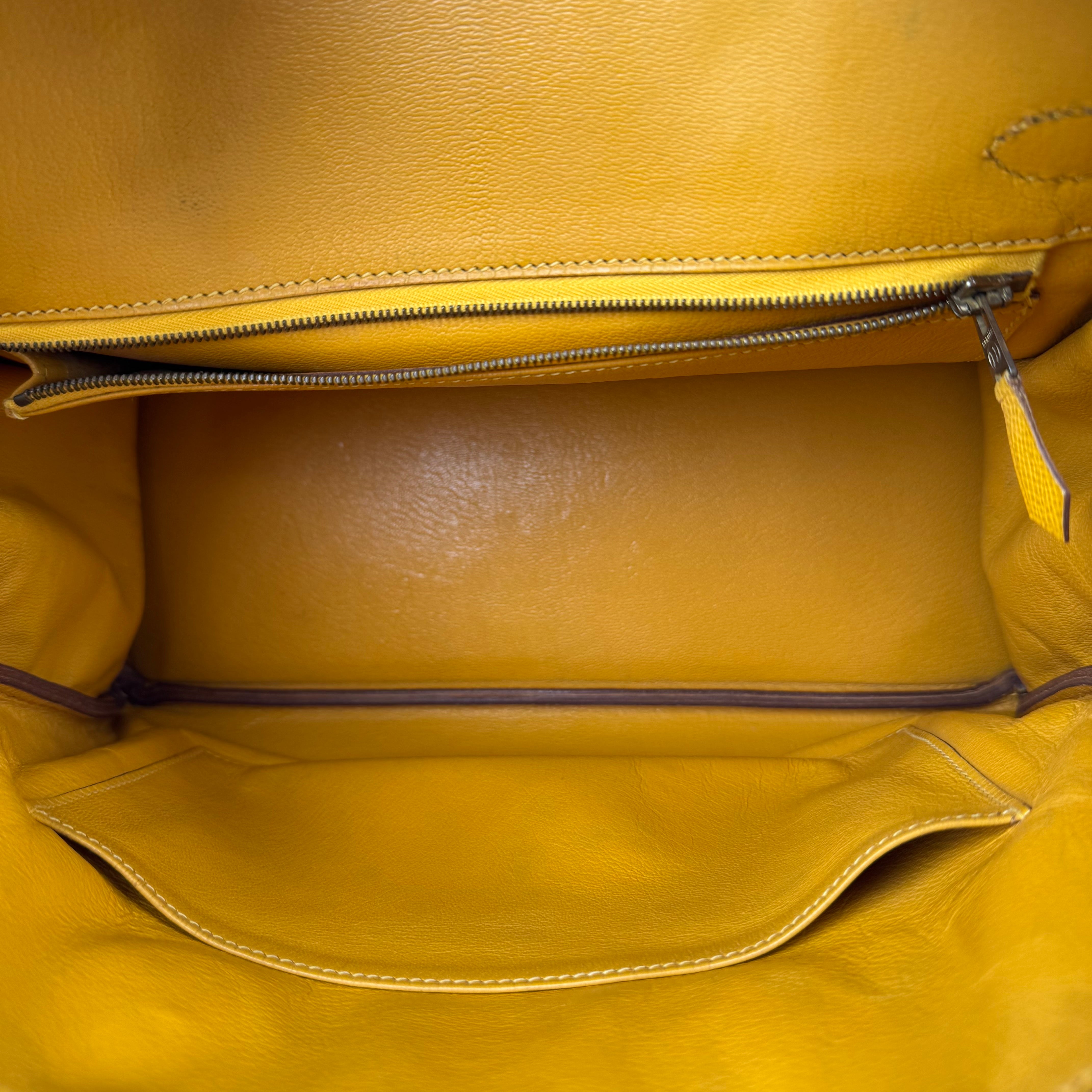Hermes Birkin 30 Vintage Yellow Top Handle Bag J3014 | Pre-Owned Excellent Yellow Plain Courchevel leather, Epsom leather