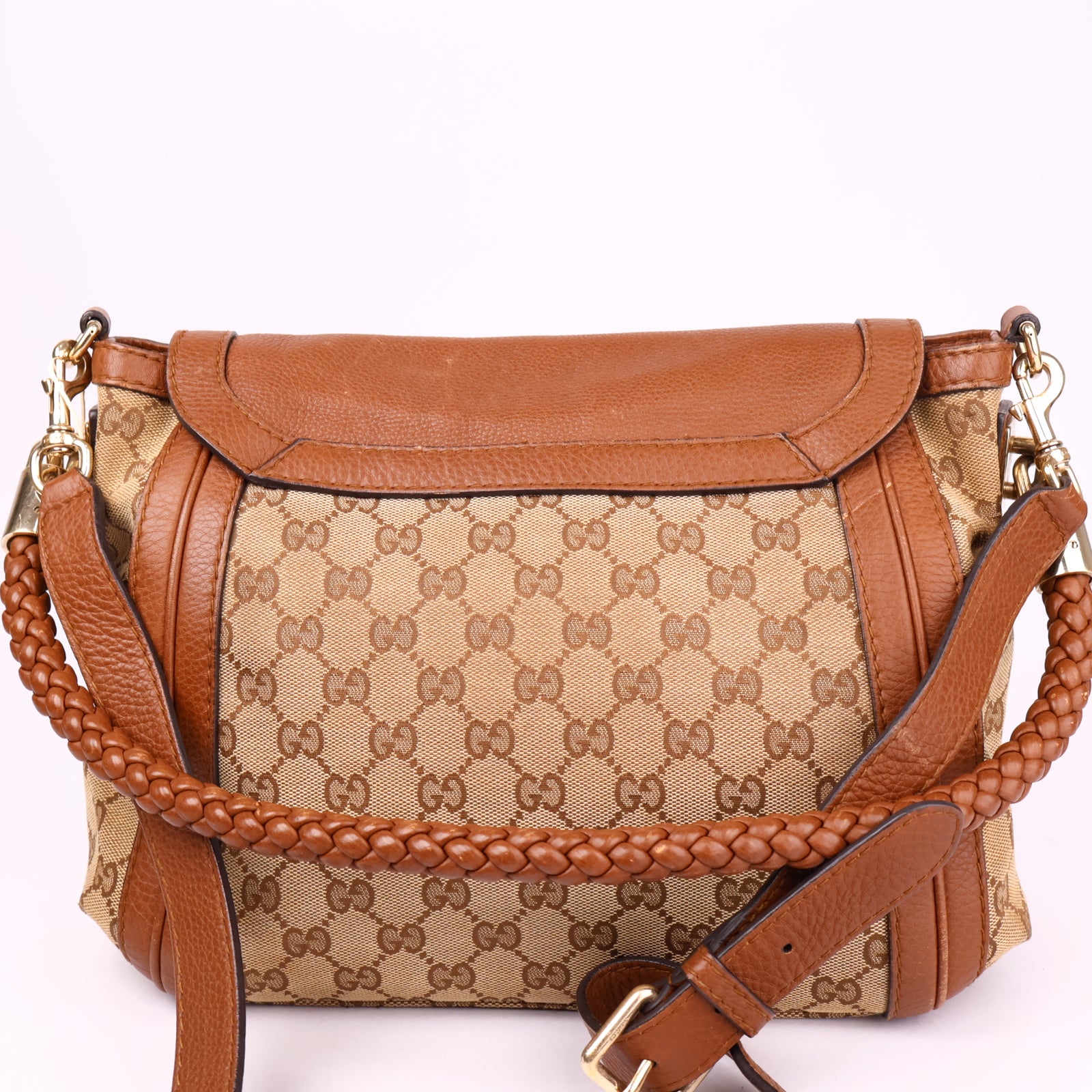J3605 Gucci GG Supreme Monogram Tassel Messenger Flap Bag- Pre Owned