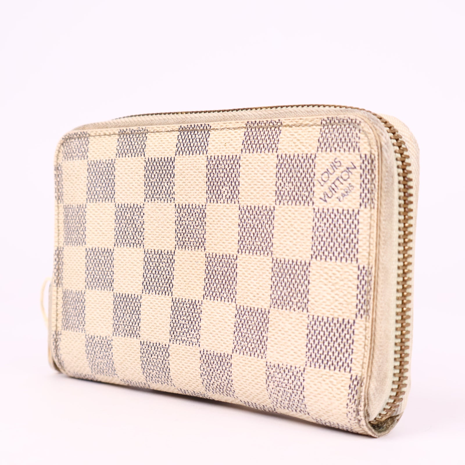 J3596 Louis Vuitton Zippy Wallet Damier Azur Canvas- Pre Owned