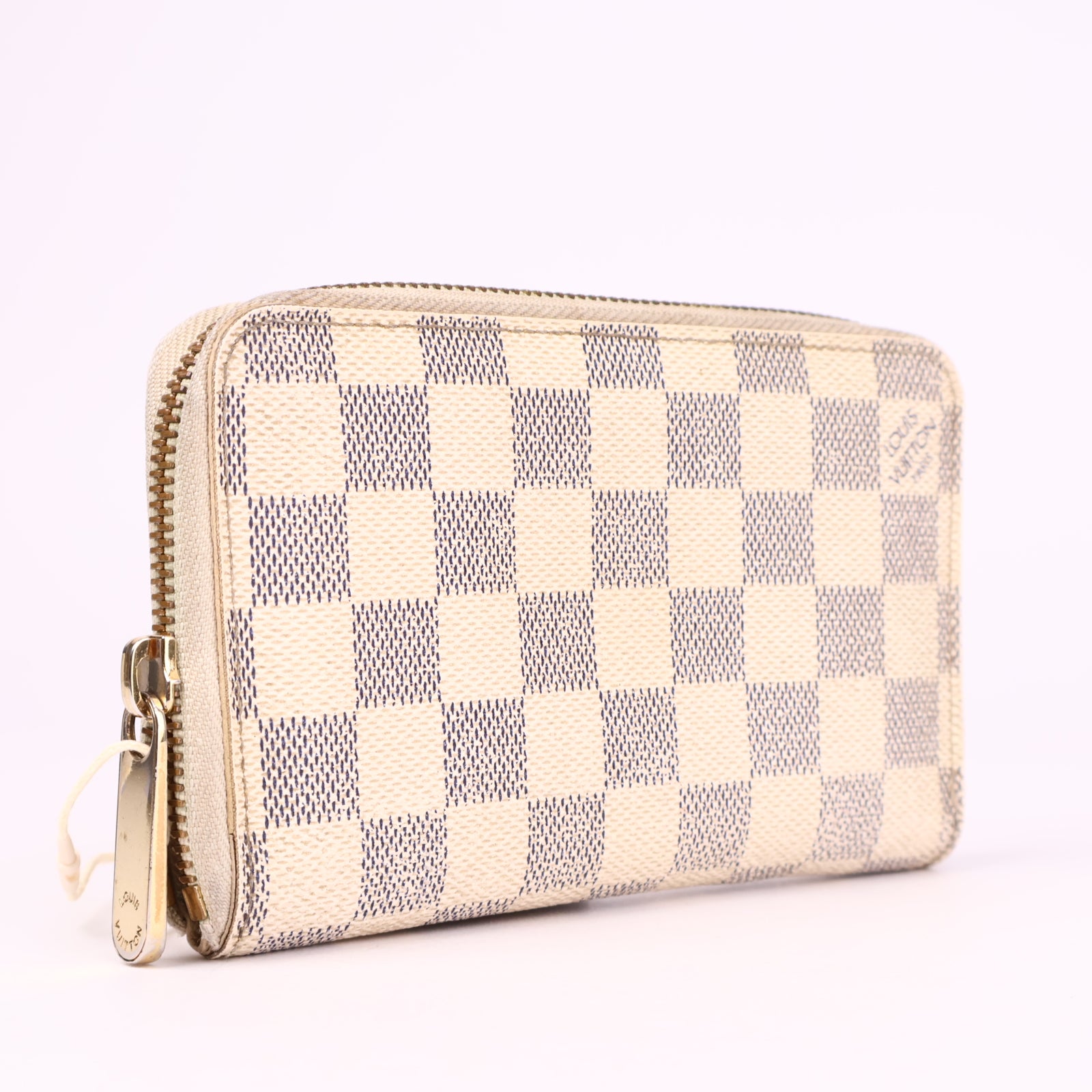 J3596 Louis Vuitton Zippy Wallet Damier Azur Canvas- Pre Owned