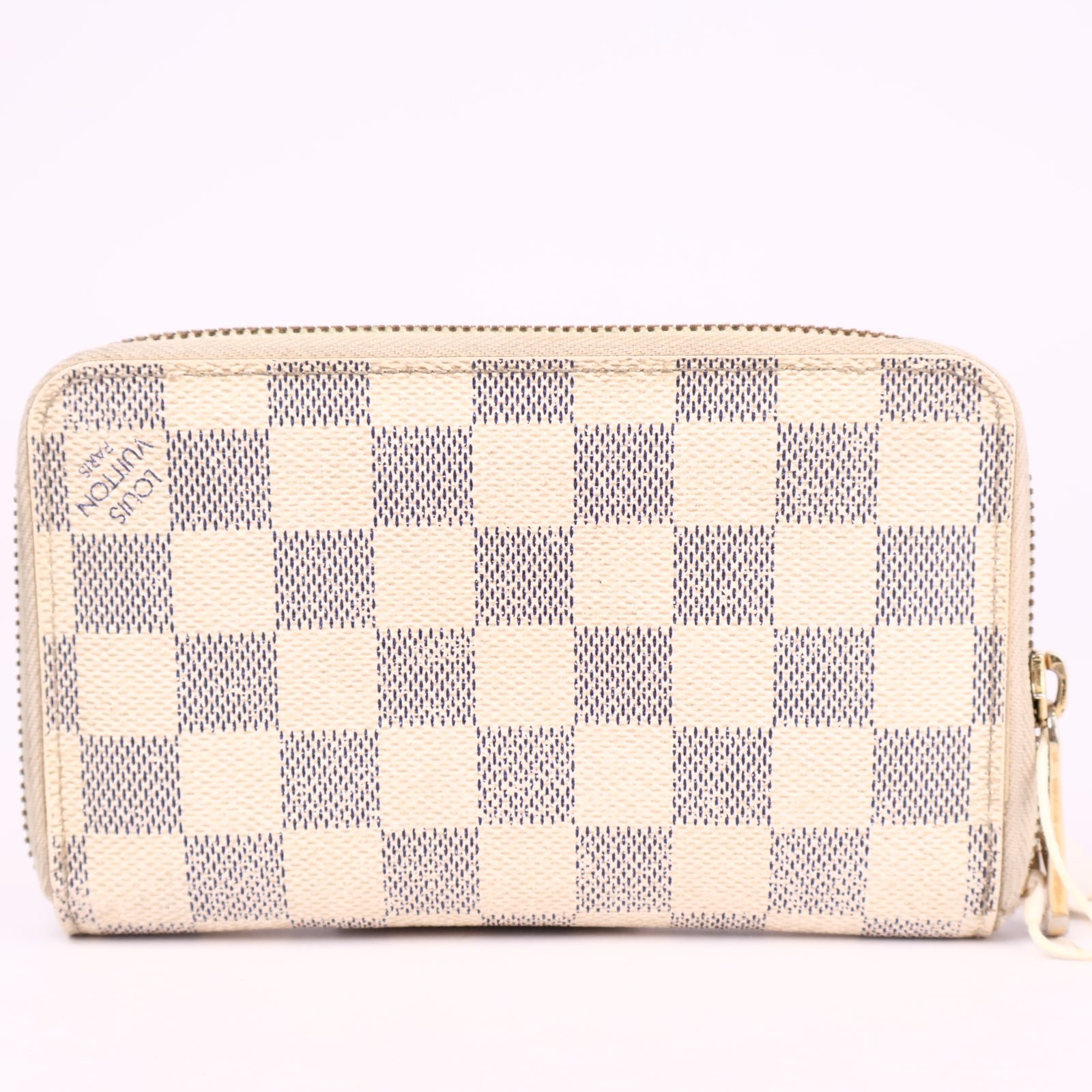 J3596 Louis Vuitton Zippy Wallet Damier Azur Canvas- Pre Owned