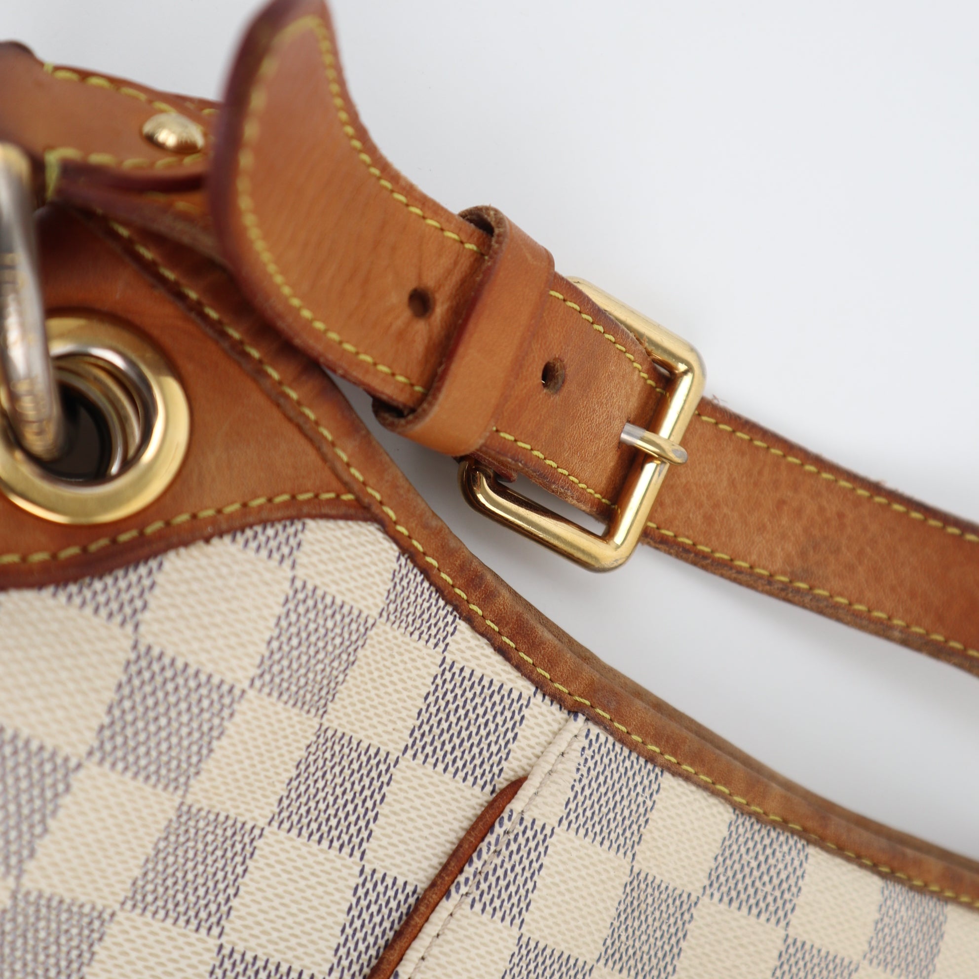 Louis Vuitton Damier Azur Galliera PM Shoulder Bag C1887 | Pre-Owned Very Good White / Blue Damier Azur Canvas