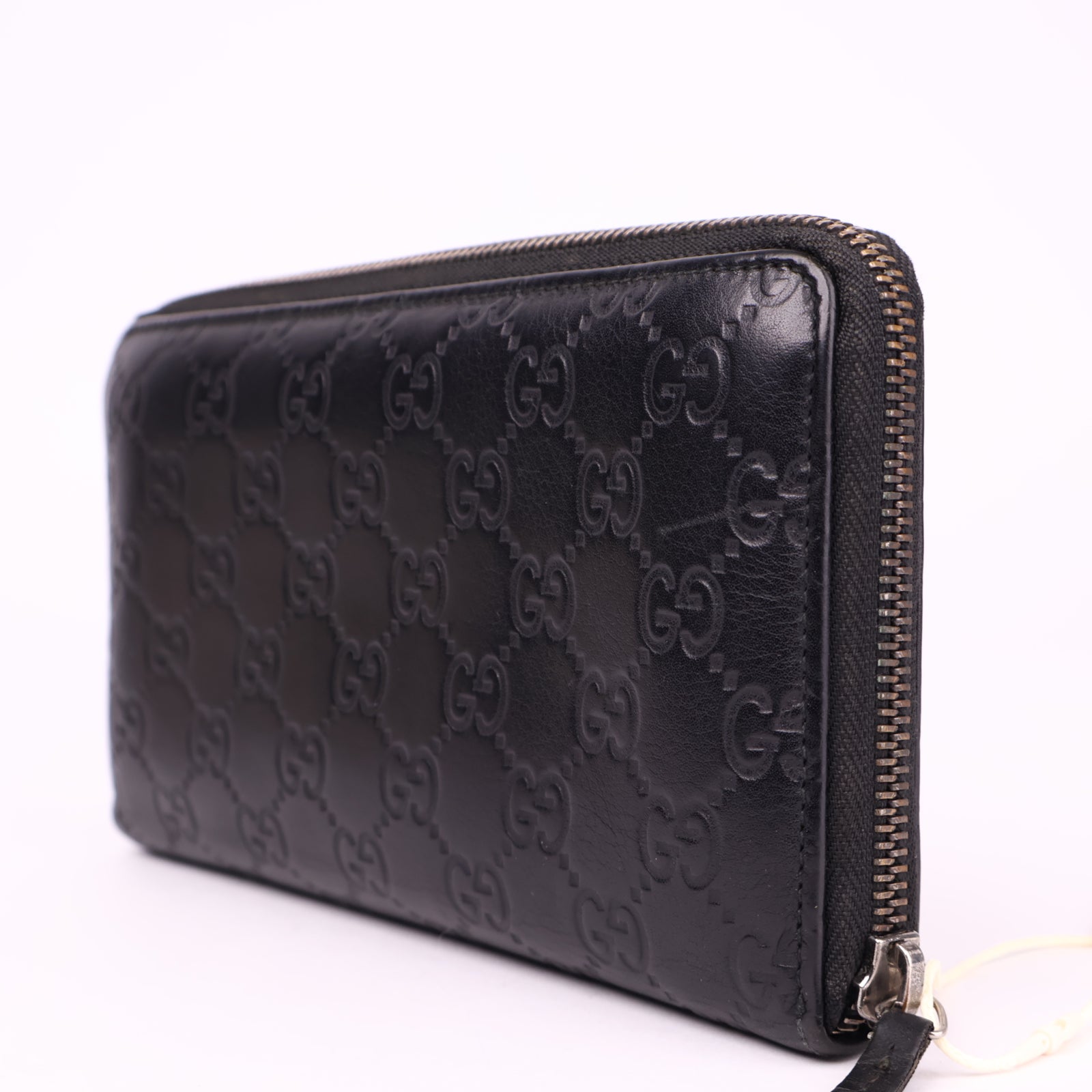 J3595 Gucci Zip Around Wallet Signature Grey- Pre Owned