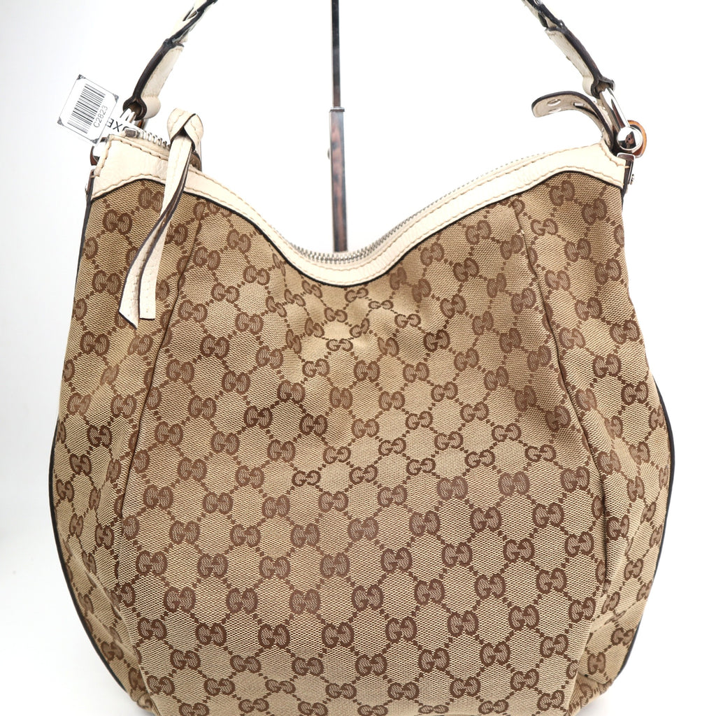 C2823 Gucci Shoulder Bag GG Canvas Bamboo Bar Hobo Bag | Pre-Owned Very Good Brown GG Canvas Canvas