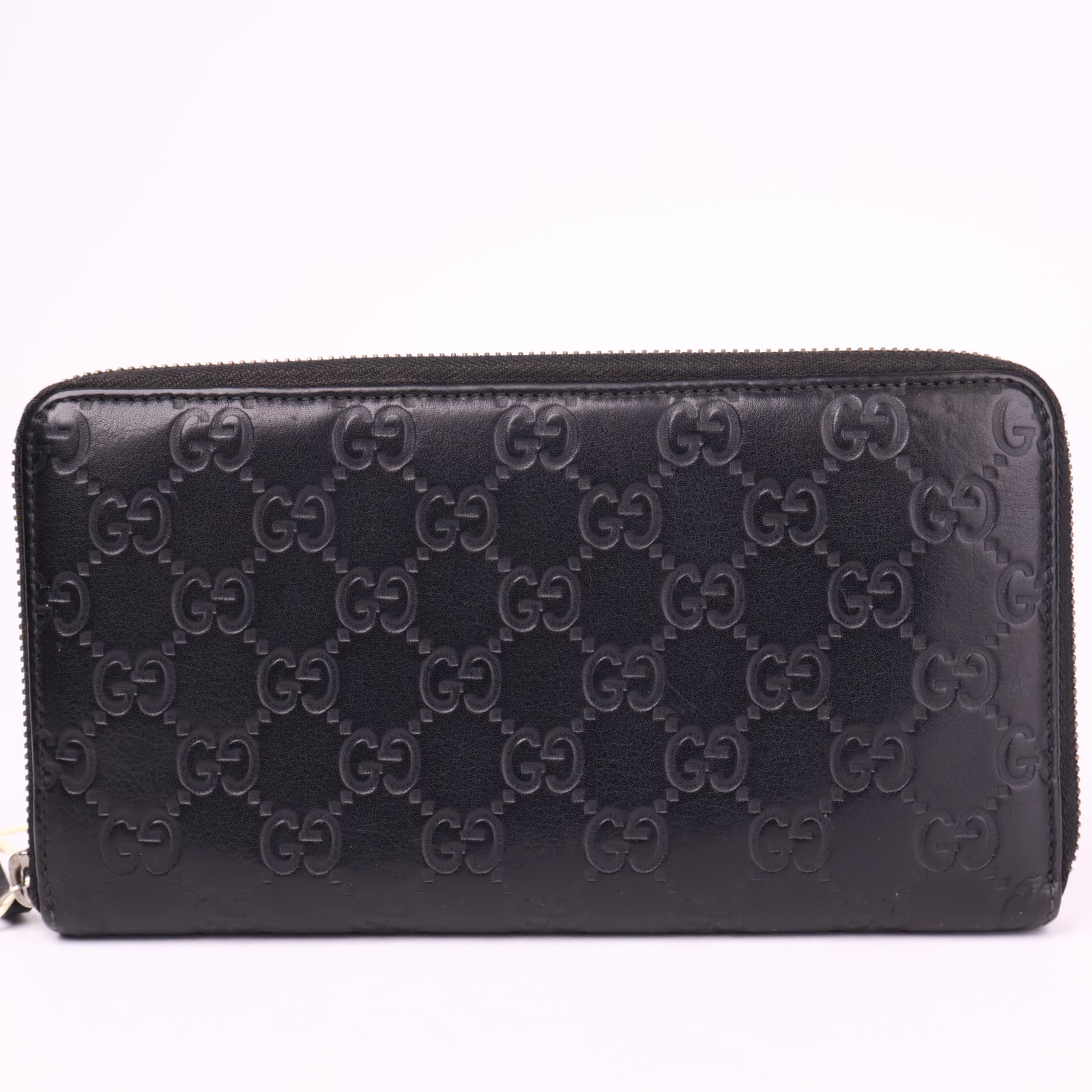 J3595 Gucci Zip Around Wallet Signature Grey- Pre Owned