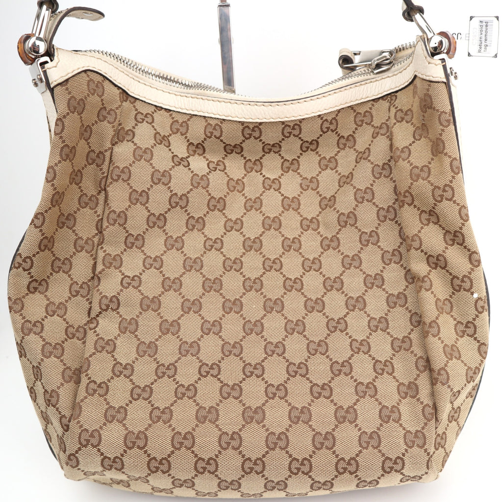 C2823 Gucci Shoulder Bag GG Canvas Bamboo Bar Hobo Bag | Pre-Owned Very Good Brown GG Canvas Canvas
