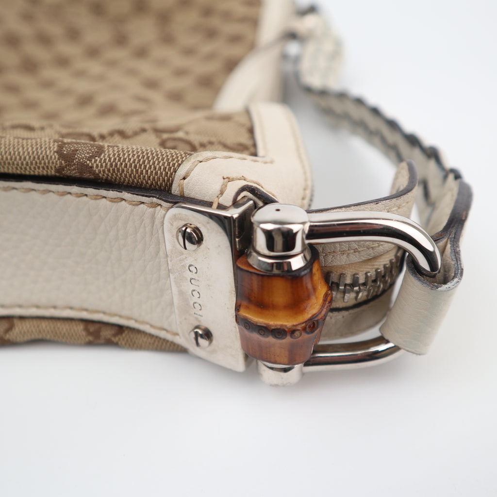 C2823 Gucci Shoulder Bag GG Canvas Bamboo Bar Hobo Bag | Pre-Owned Very Good Brown GG Canvas Canvas