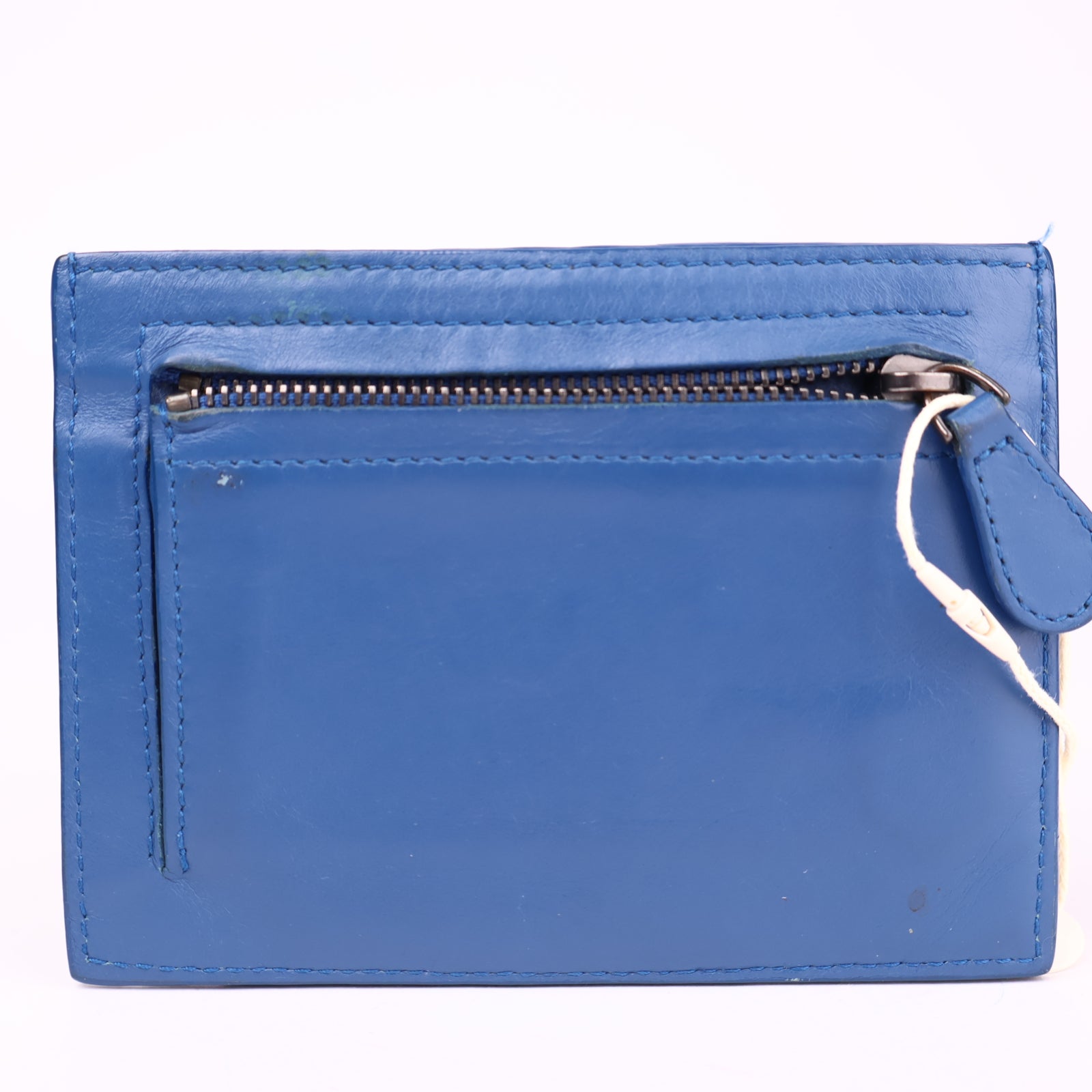 J3598 Bottega Veneta Blue Intrecciato Woven Leather Card Holder- Pre Owned