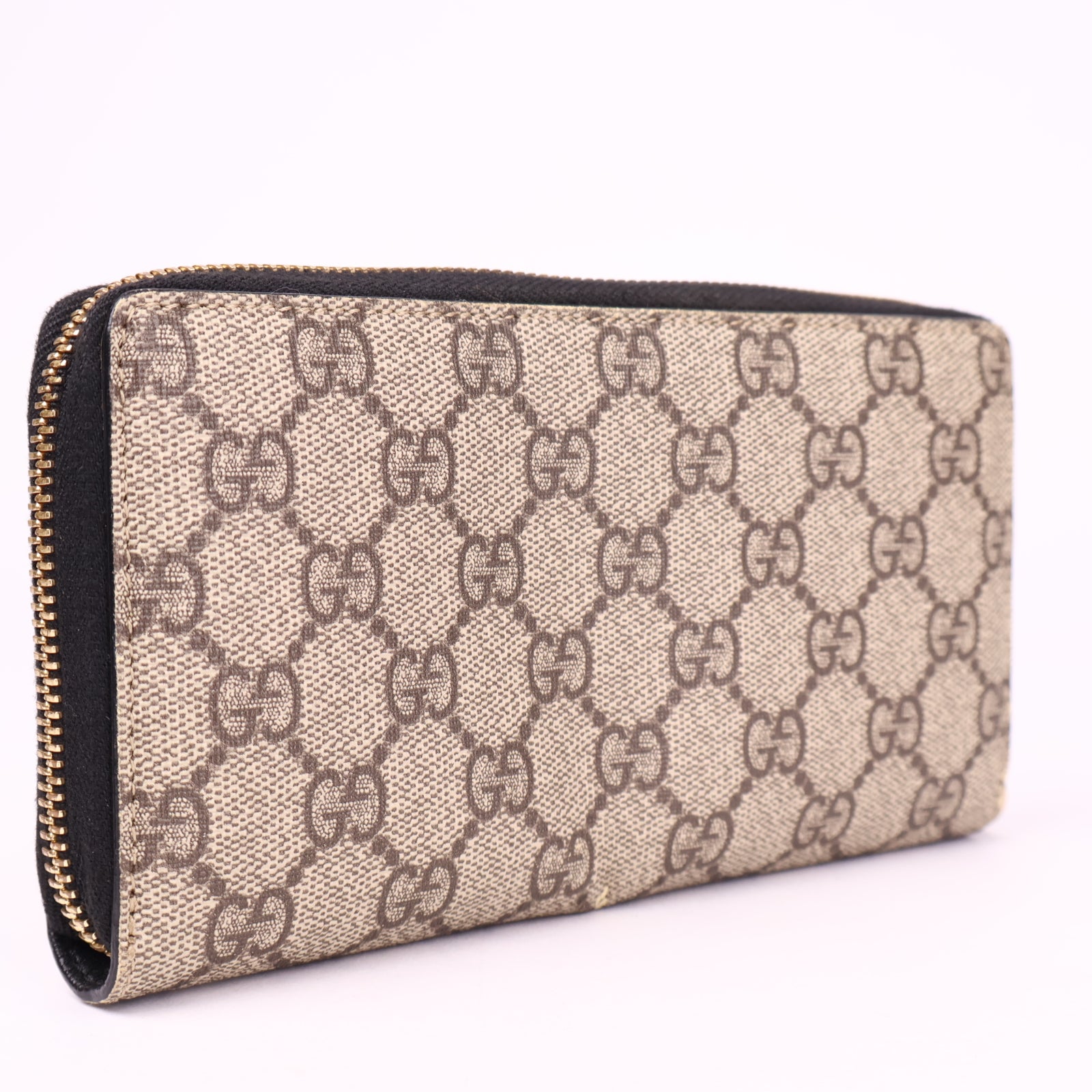 J3593 Gucci GG Supreme Snake Round Zip Wallet- Pre Owned