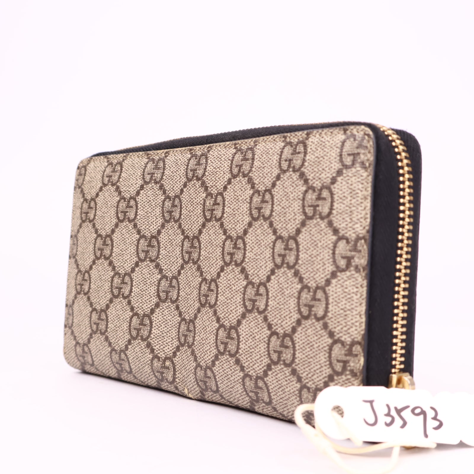 J3593 Gucci GG Supreme Snake Round Zip Wallet- Pre Owned