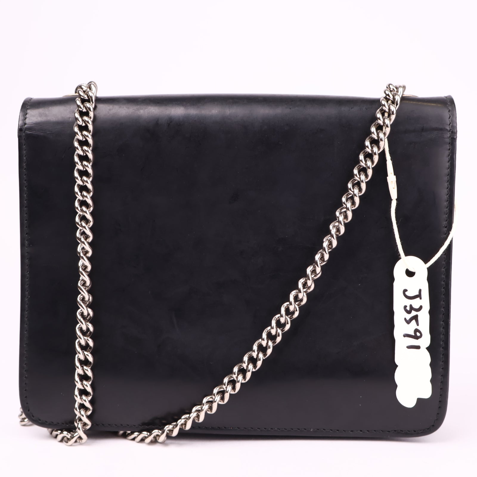J3591 Gucci Black Leather Medium Interlocking G Shoulder Bag- Pre Owned