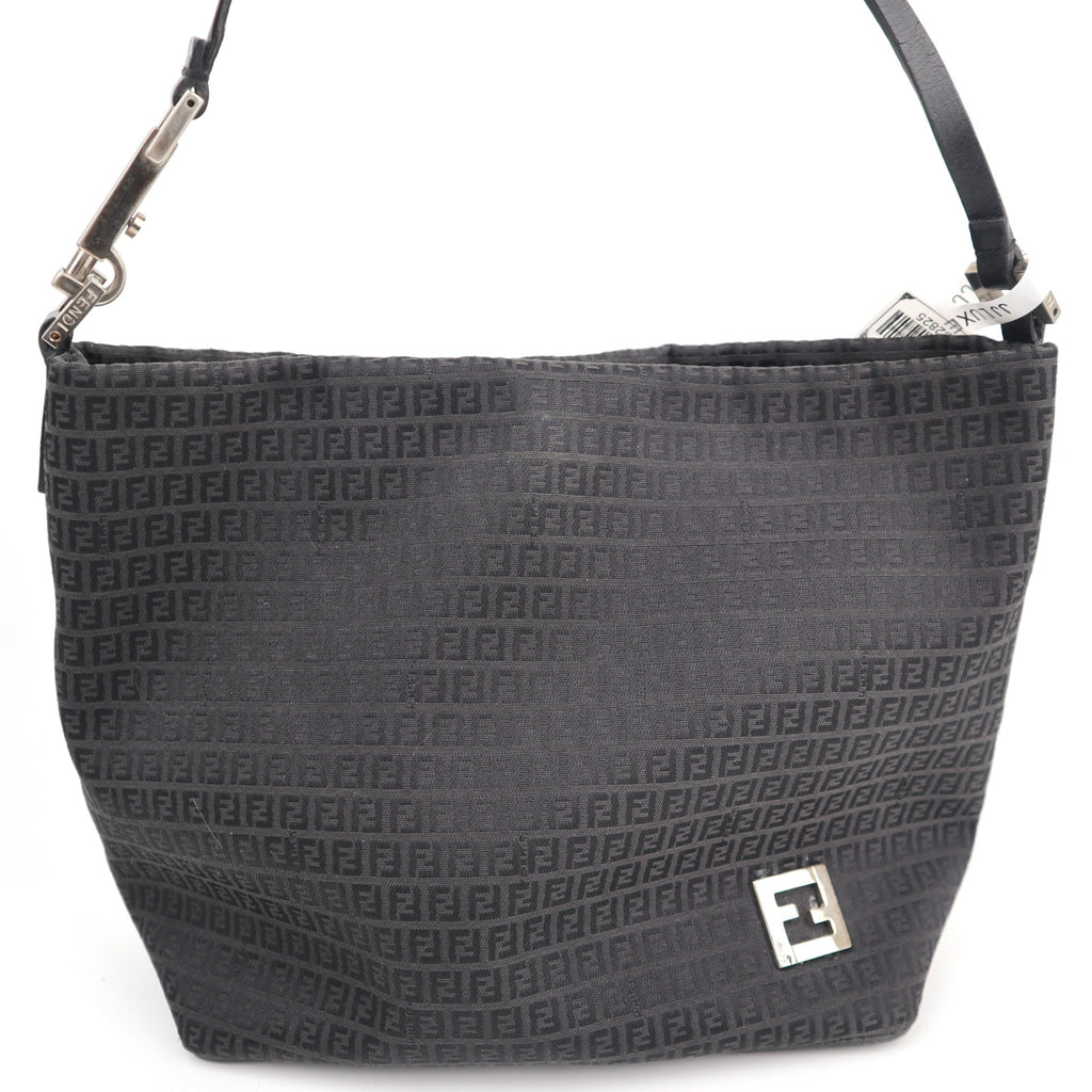 C2825 Fendi Shoulder Bag Zucchino Black | Pre-Owned Very Good Black Zucchino Canvas
