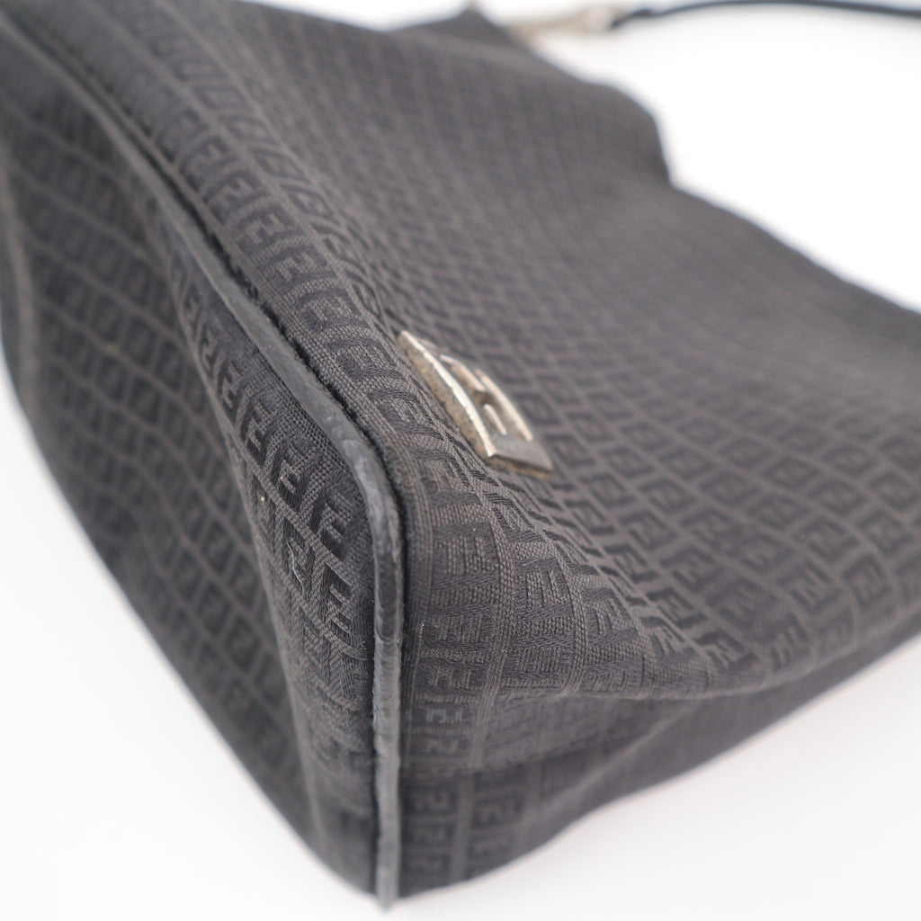 C2825 Fendi Shoulder Bag Zucchino Black | Pre-Owned Very Good Black Zucchino Canvas