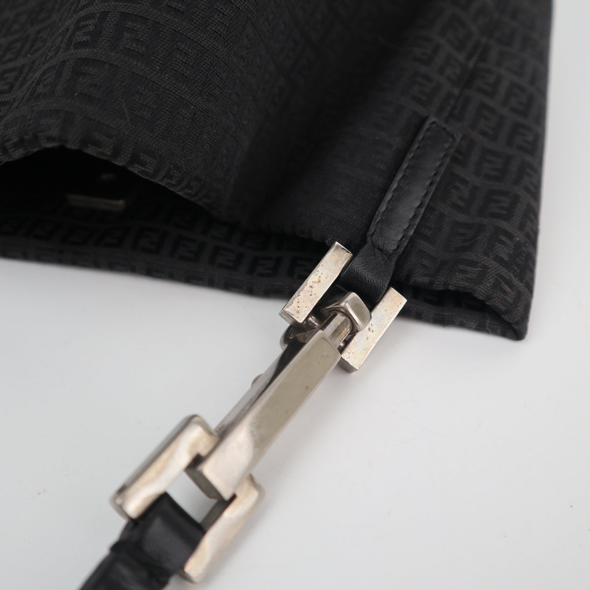 C2825 Fendi Shoulder Bag Zucchino Black | Pre-Owned Very Good Black Zucchino Canvas
