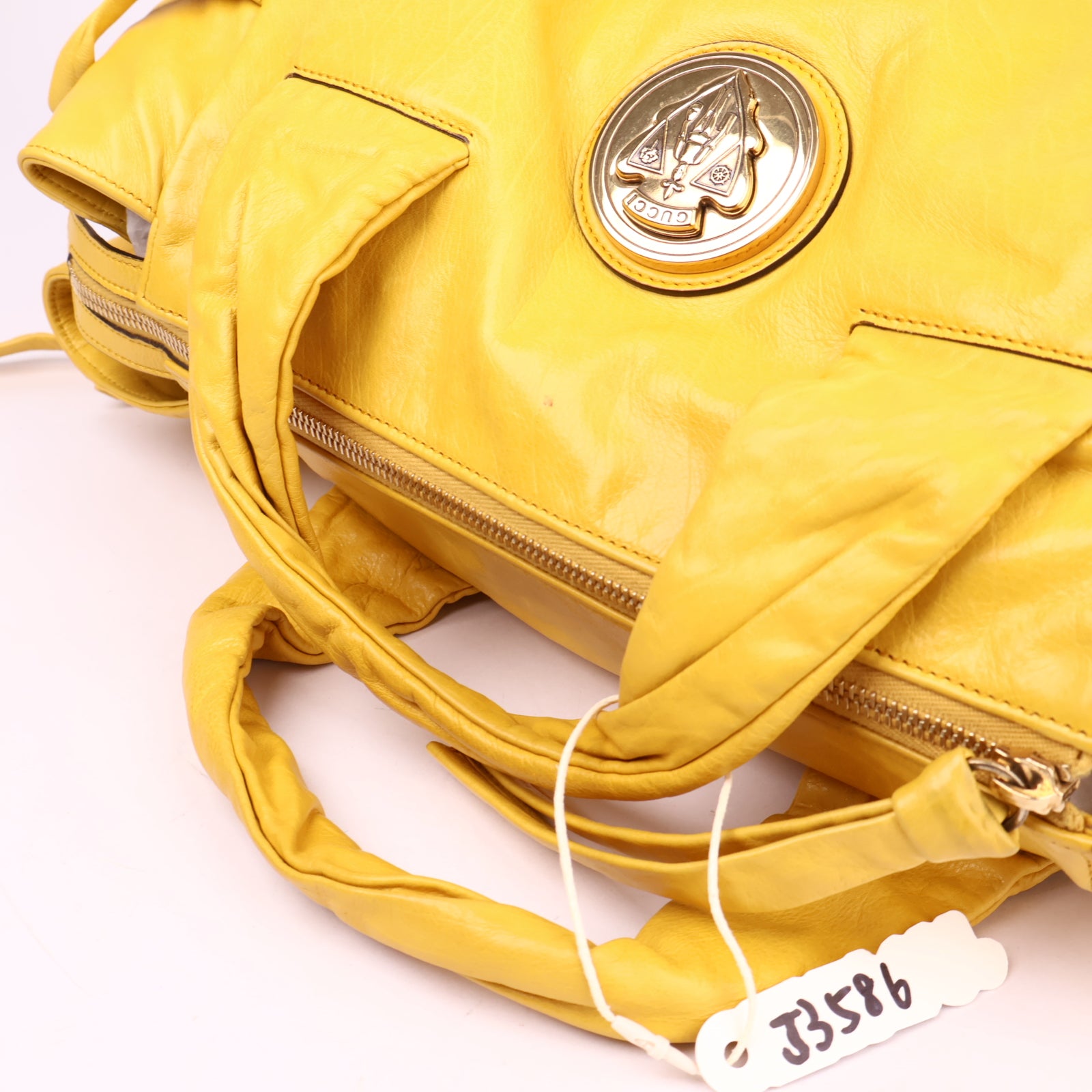 J3586 Gucci Yellow Leather Small Hysteria Satchel- Pre Owned