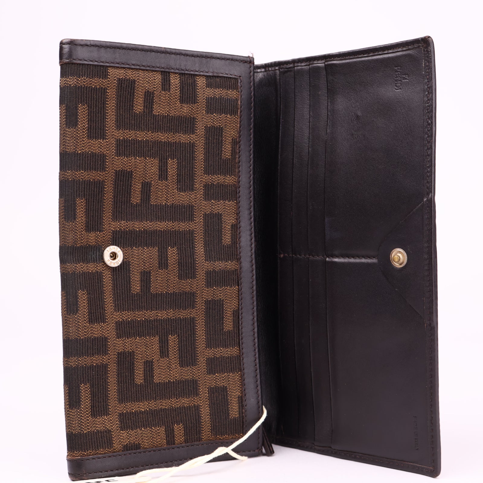 J3597 Fendi Tobacco Zucca Canvas and Leather FF Flap Continental- Pre Owned