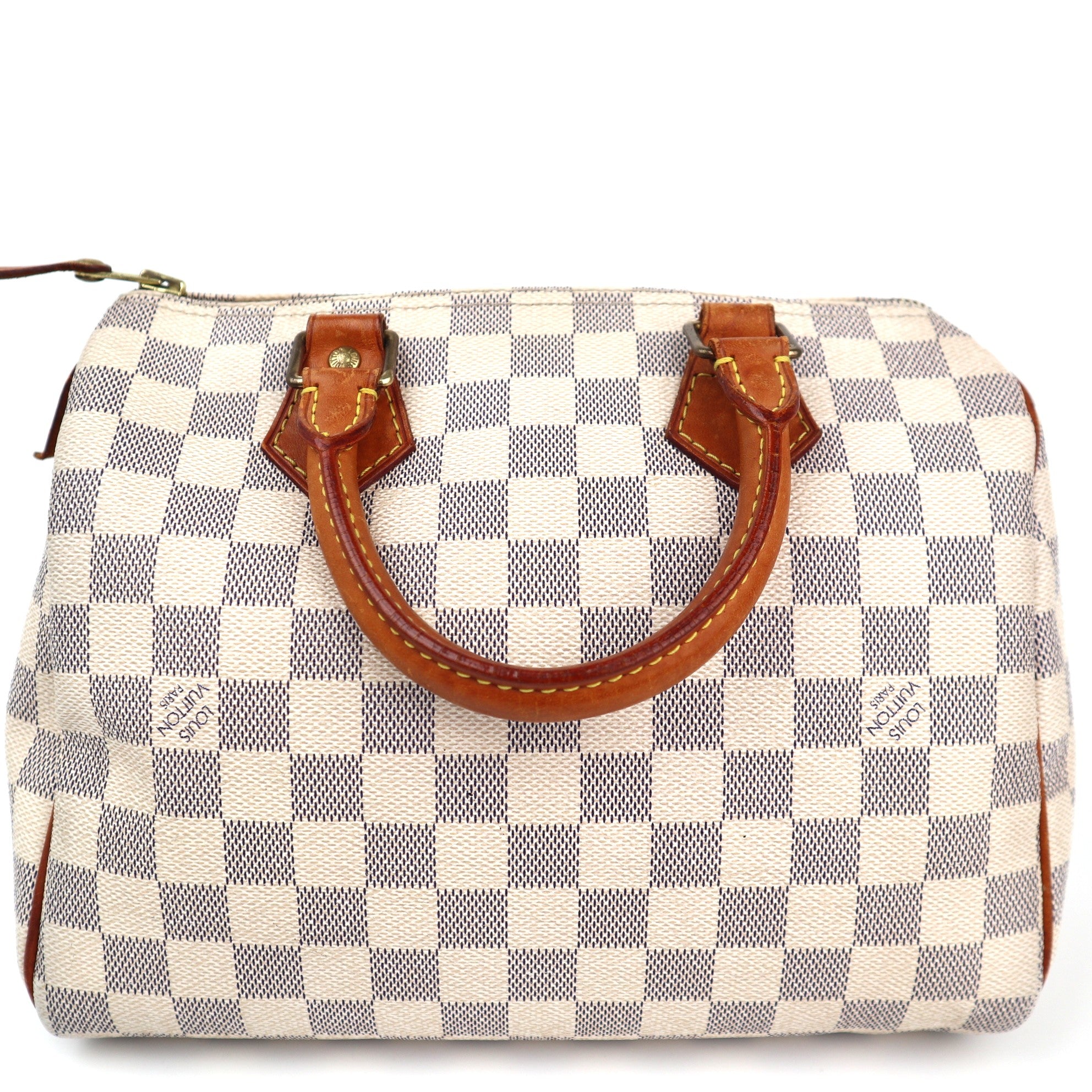 Louis Vuitton Damier Azur Speedy 25 Top Handle Bag C1902 | Pre-Owned Very Good White / Blue Damier Azur Canvas