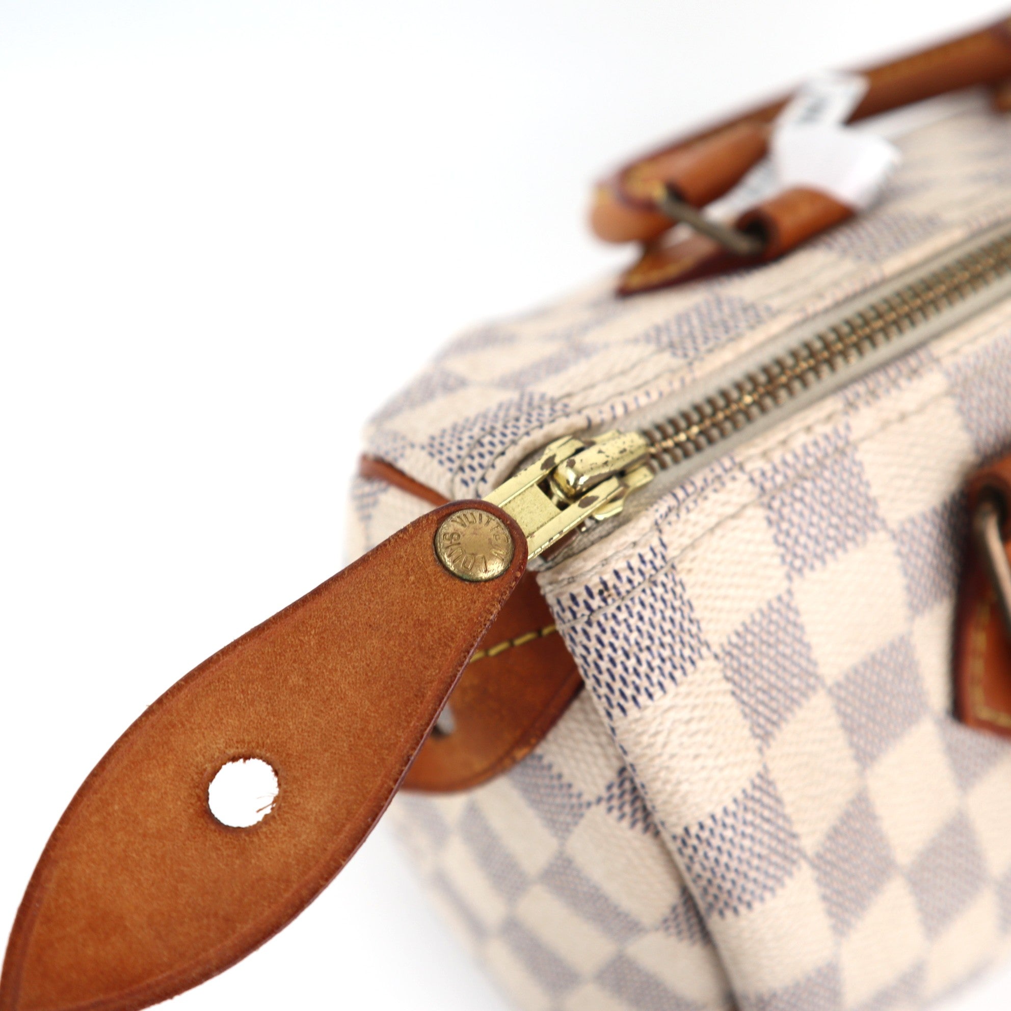 Louis Vuitton Damier Azur Speedy 25 Top Handle Bag C1902 | Pre-Owned Very Good White / Blue Damier Azur Canvas