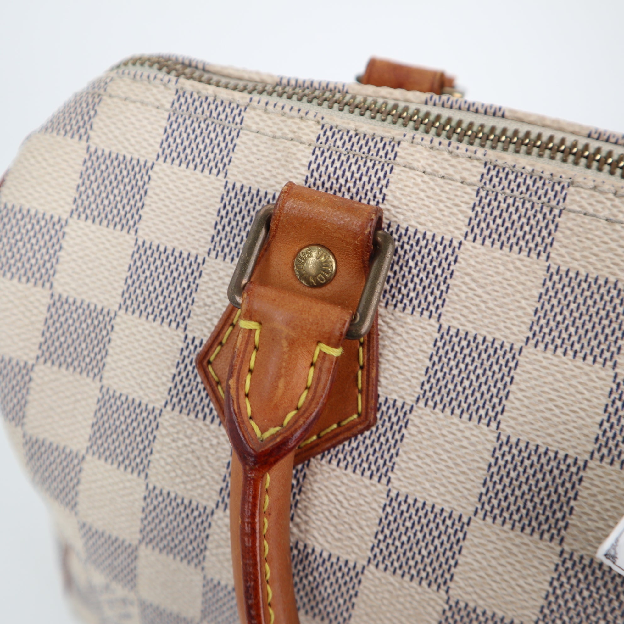 Louis Vuitton Damier Azur Speedy 25 Top Handle Bag C1902 | Pre-Owned Very Good White / Blue Damier Azur Canvas