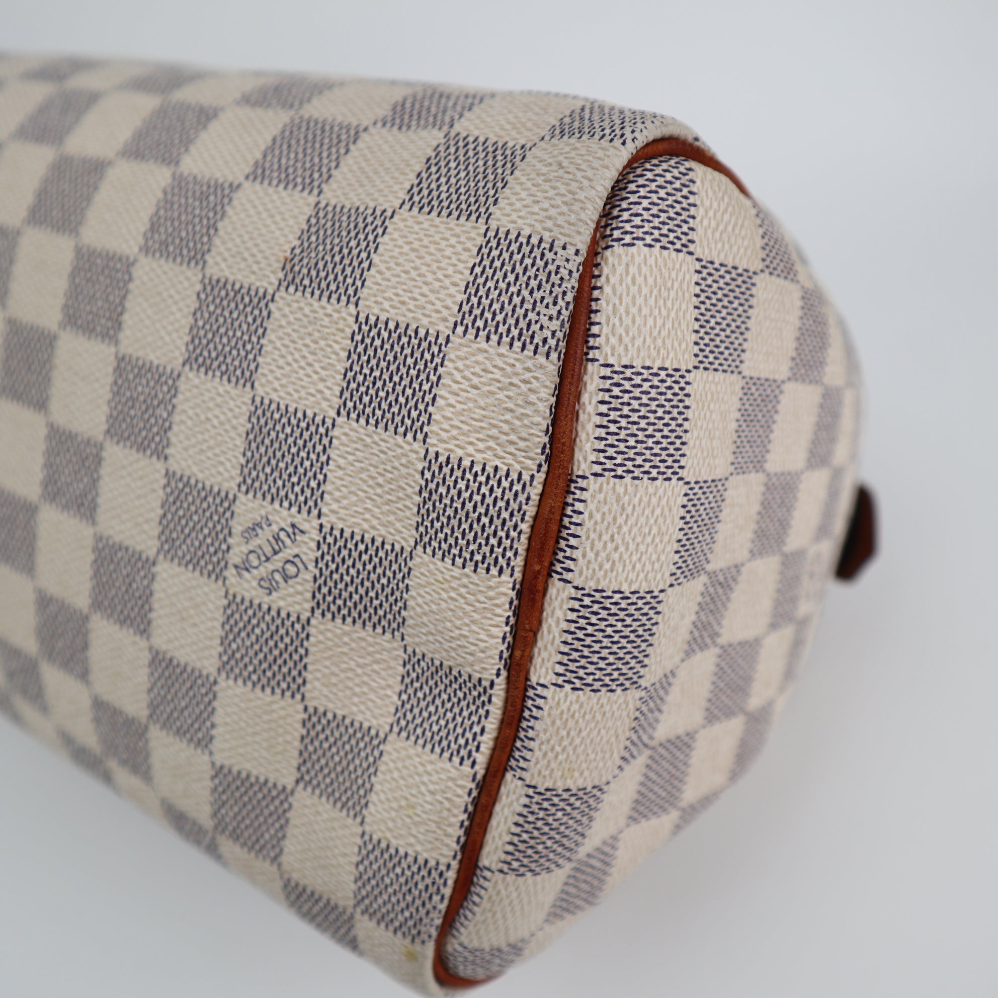 Louis Vuitton Damier Azur Speedy 25 Top Handle Bag C1902 | Pre-Owned Very Good White / Blue Damier Azur Canvas