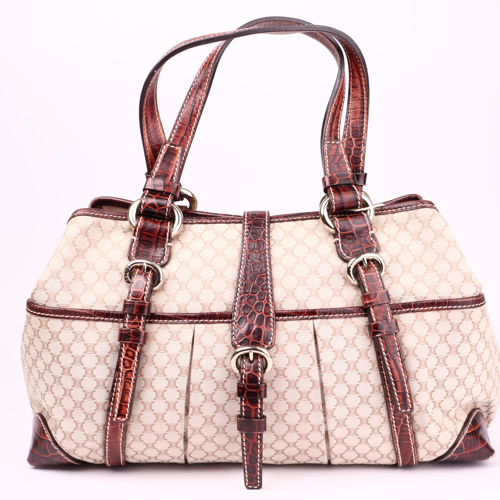 J3579 Céline Macadam Shoulder Bag Brown- Pre Owned