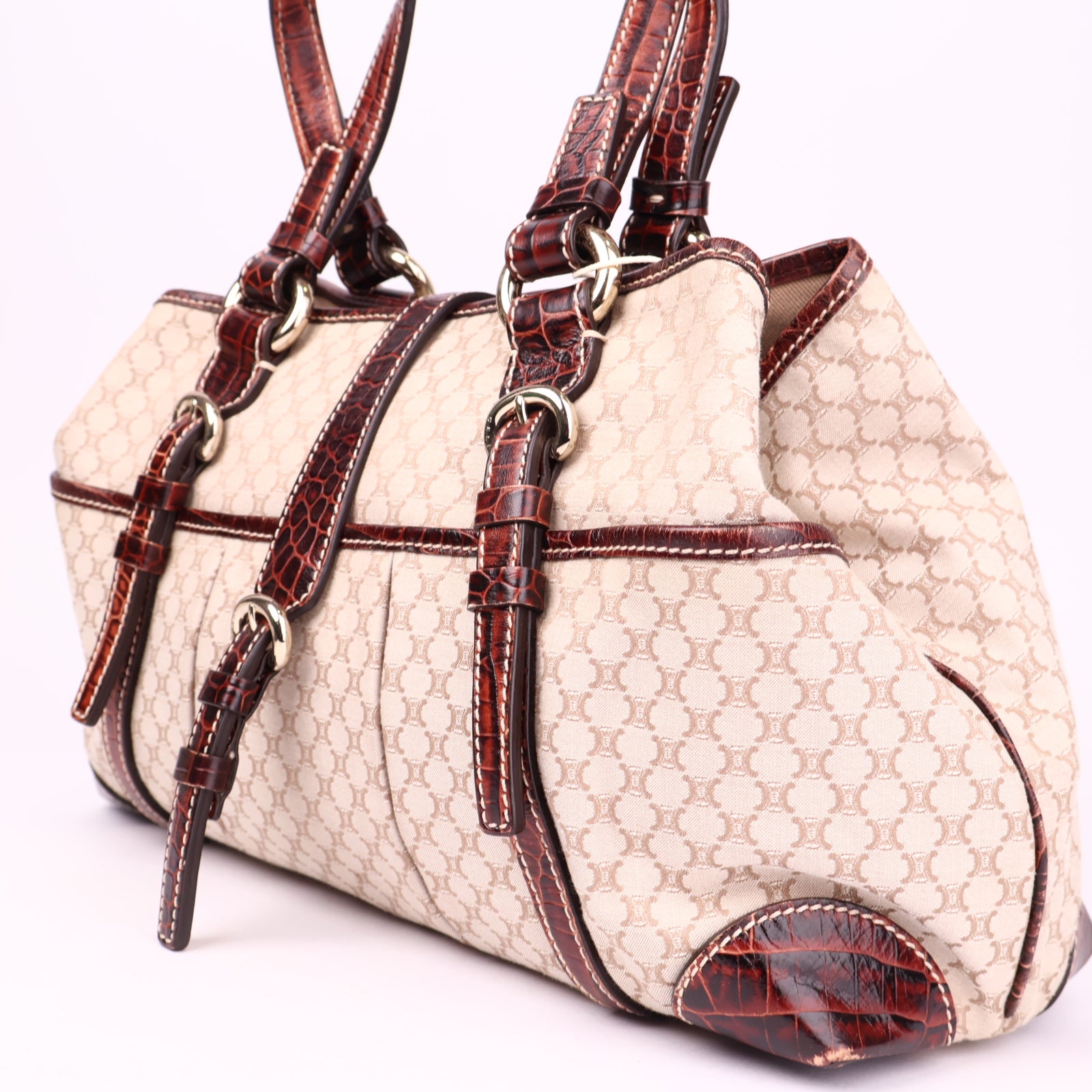 J3579 Céline Macadam Shoulder Bag Brown- Pre Owned