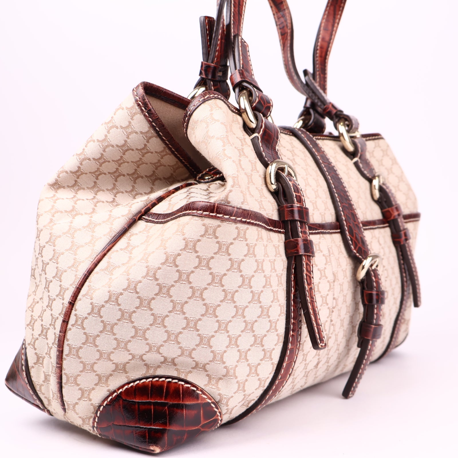 J3579 Céline Macadam Shoulder Bag Brown- Pre Owned