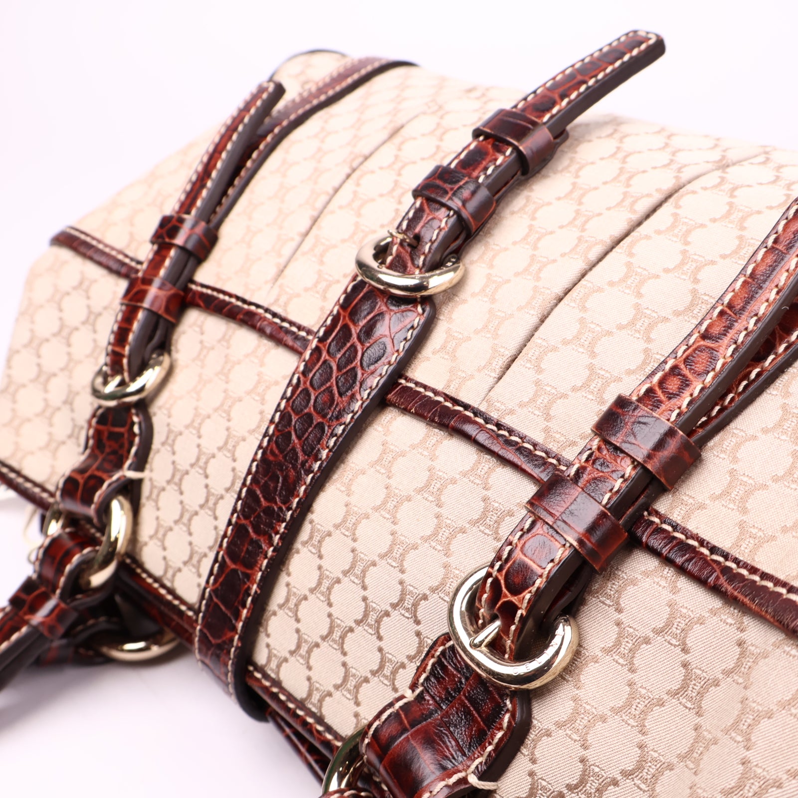 J3579 Céline Macadam Shoulder Bag Brown- Pre Owned