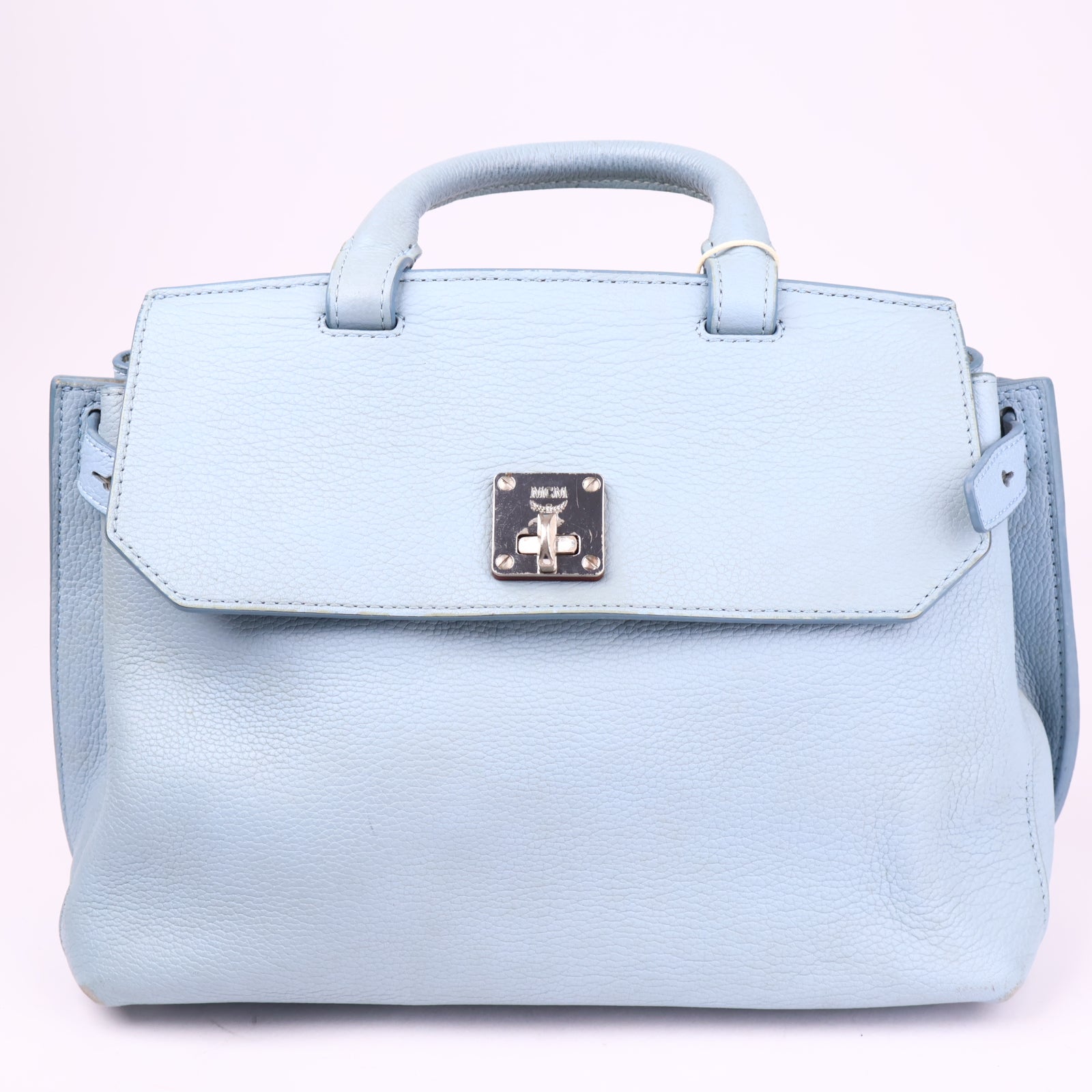 J3578 MCM Milla Leather Backpack in blue calf leather Pony style- Pre Owned