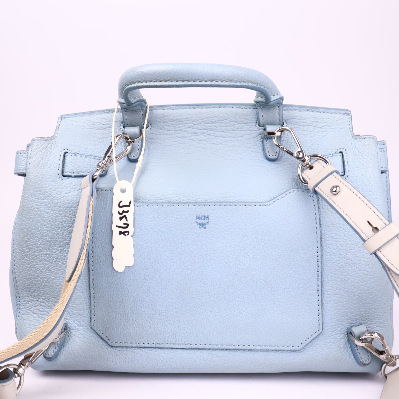 J3578 MCM Milla Leather Backpack in blue calf leather Pony style- Pre Owned