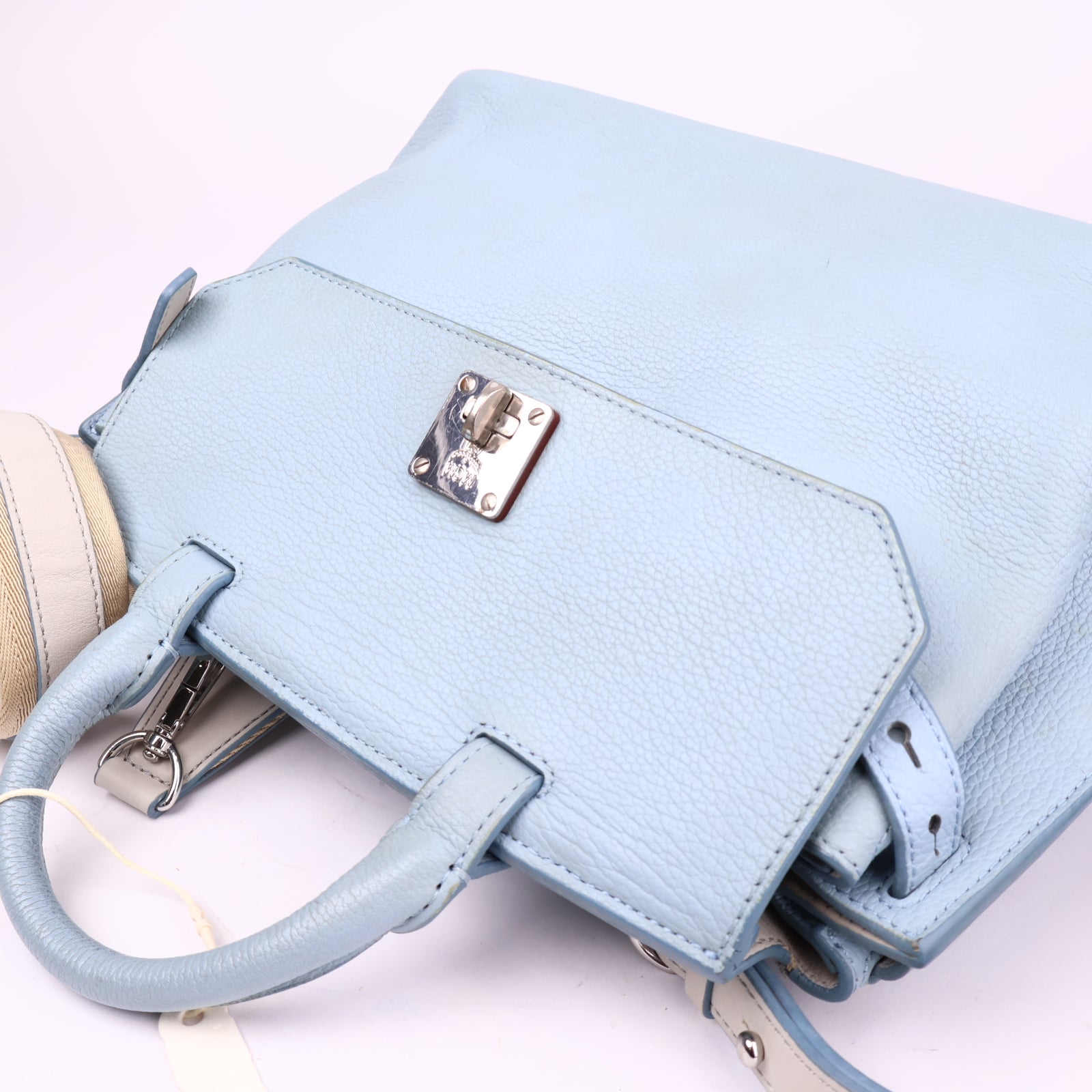 J3578 MCM Milla Leather Backpack in blue calf leather Pony style- Pre Owned