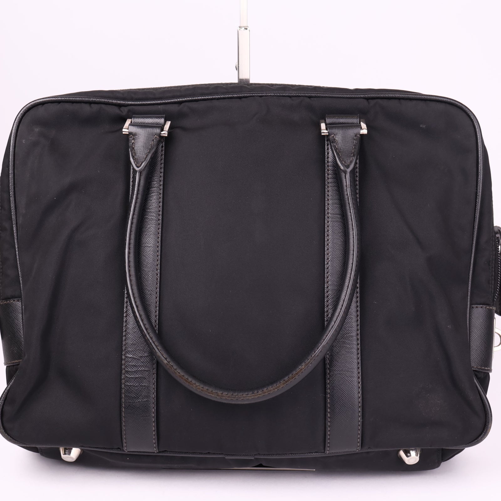 J3577 Prada Black Re-nylon And Saffiano Leather Bag- Pre Owned